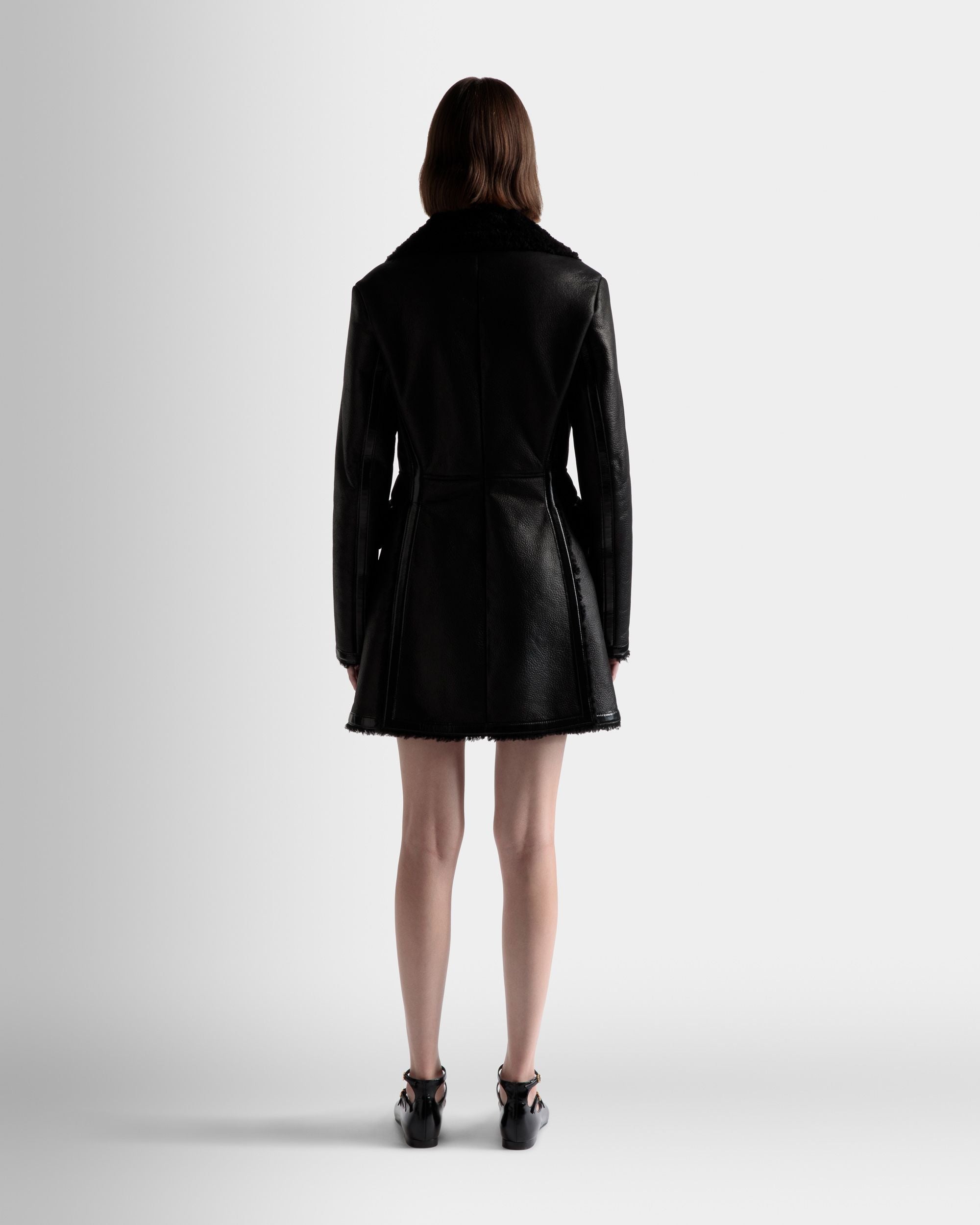 Bally Global - Abrigo Forrado De Lana De Piel Negra - Negro