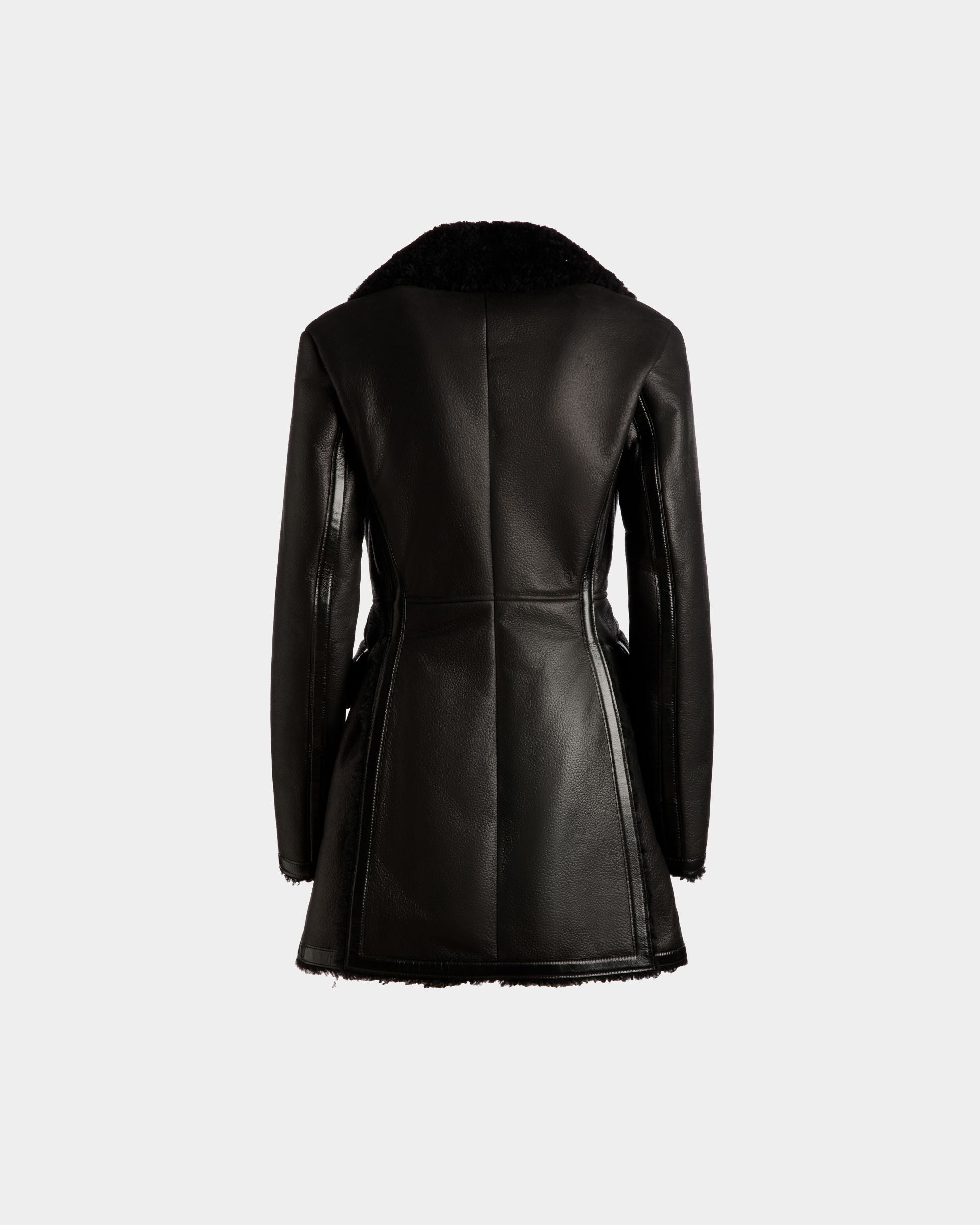 Bally Global - Abrigo Forrado De Lana De Piel Negra - Negro