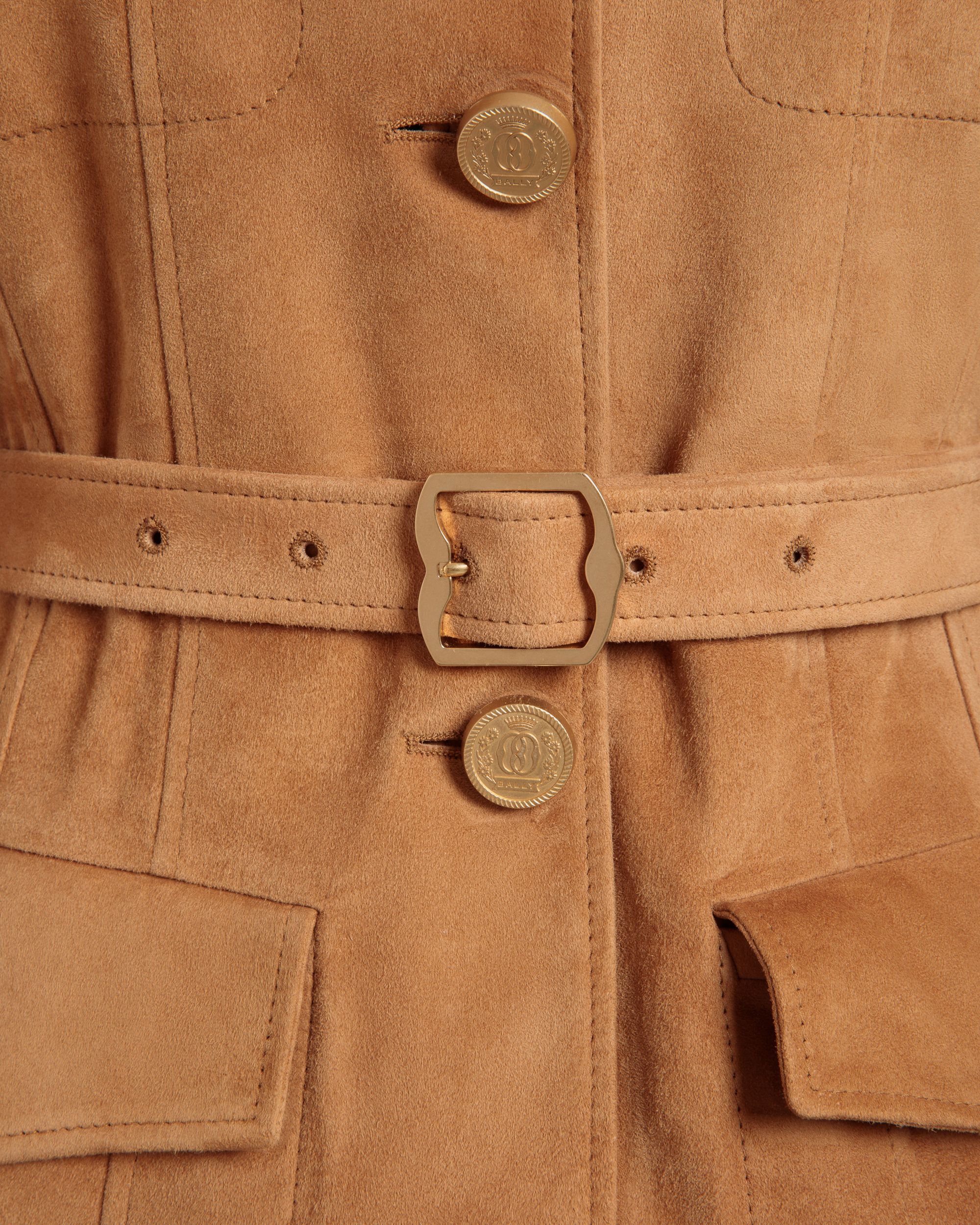 Bally Global - Belted Dress in Brown Suede - Brown