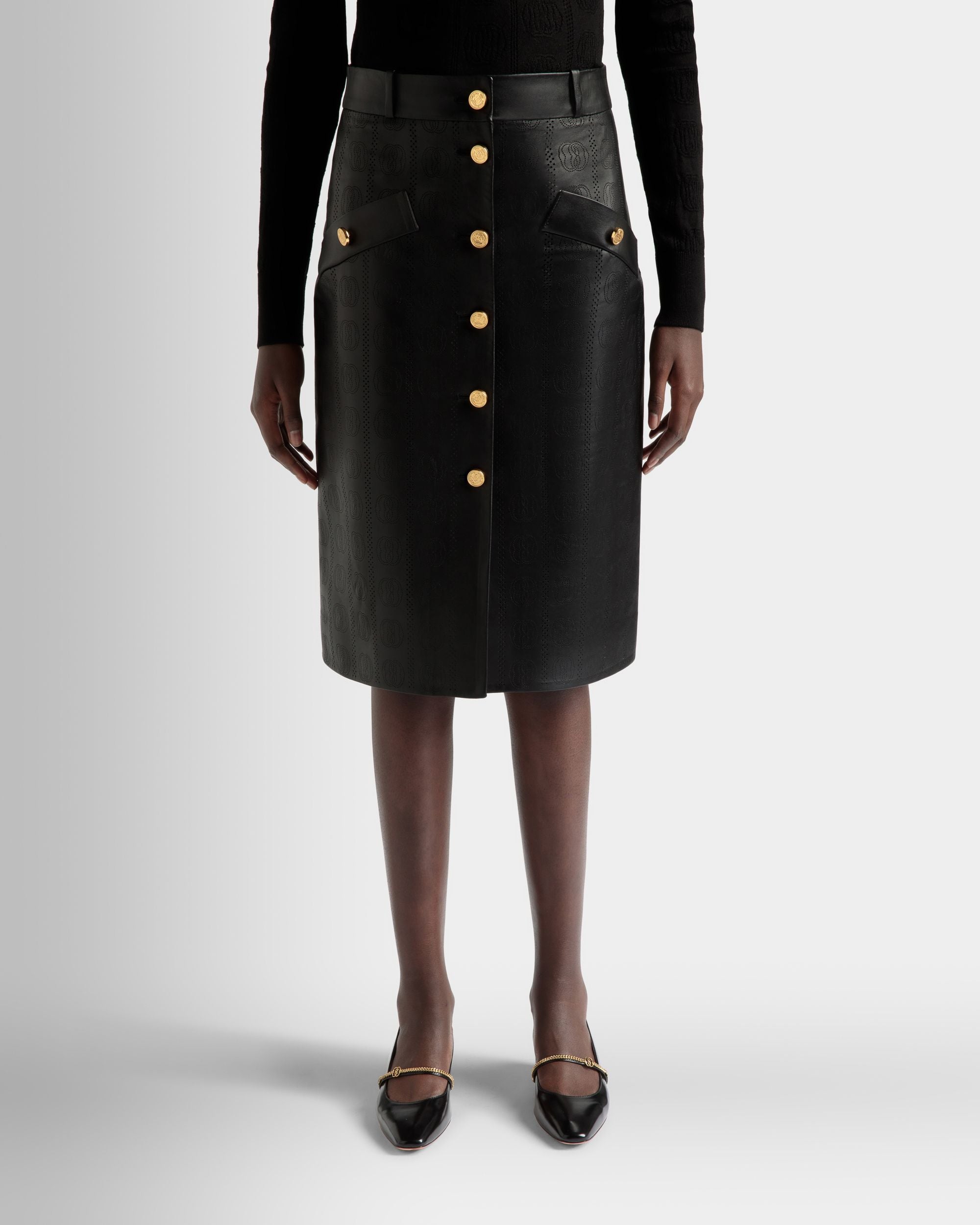Bally Global - Midi Skirt In Black Leather - Black