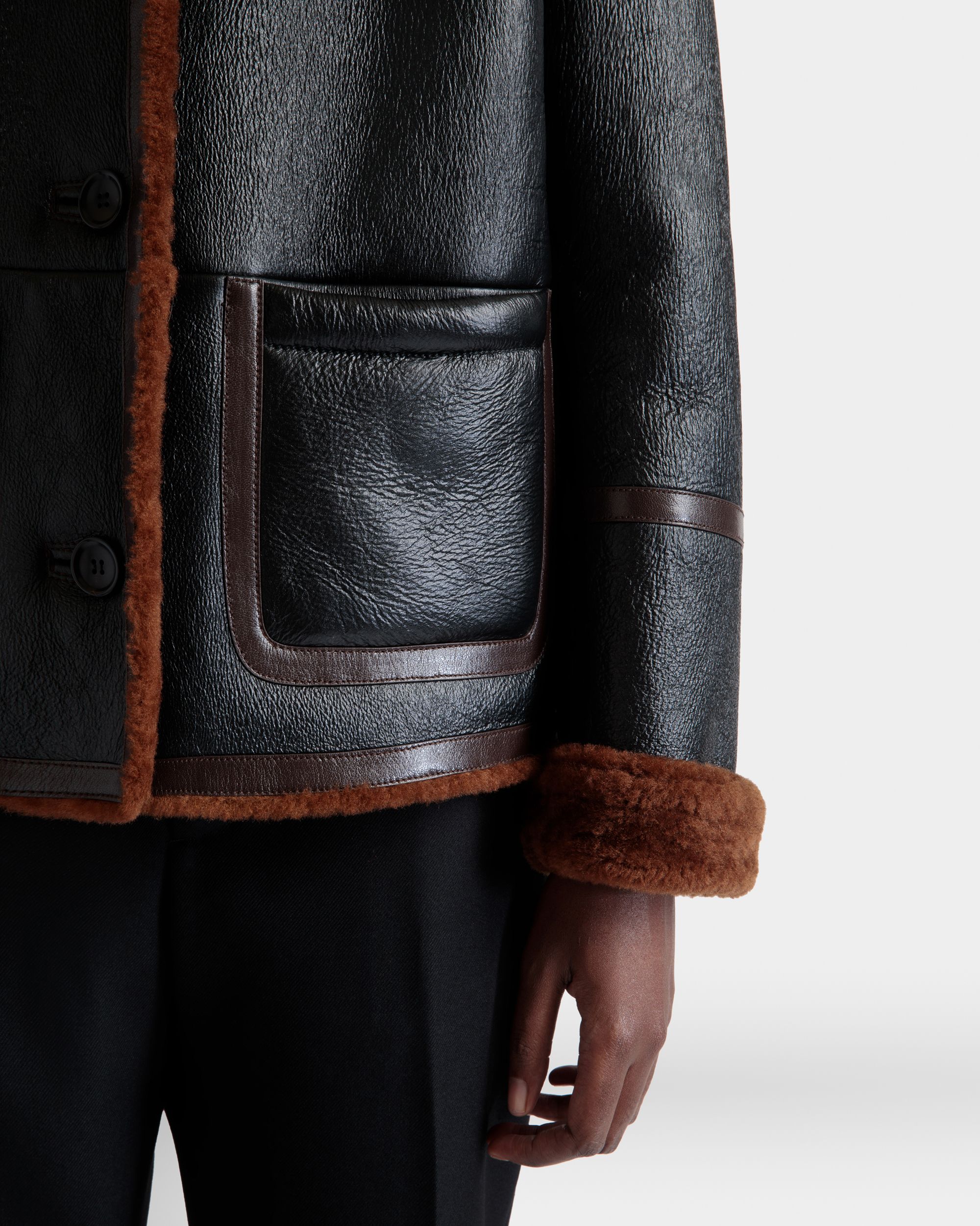 Bally Global - Shearling Lined Jacket In Black Leather - Noir