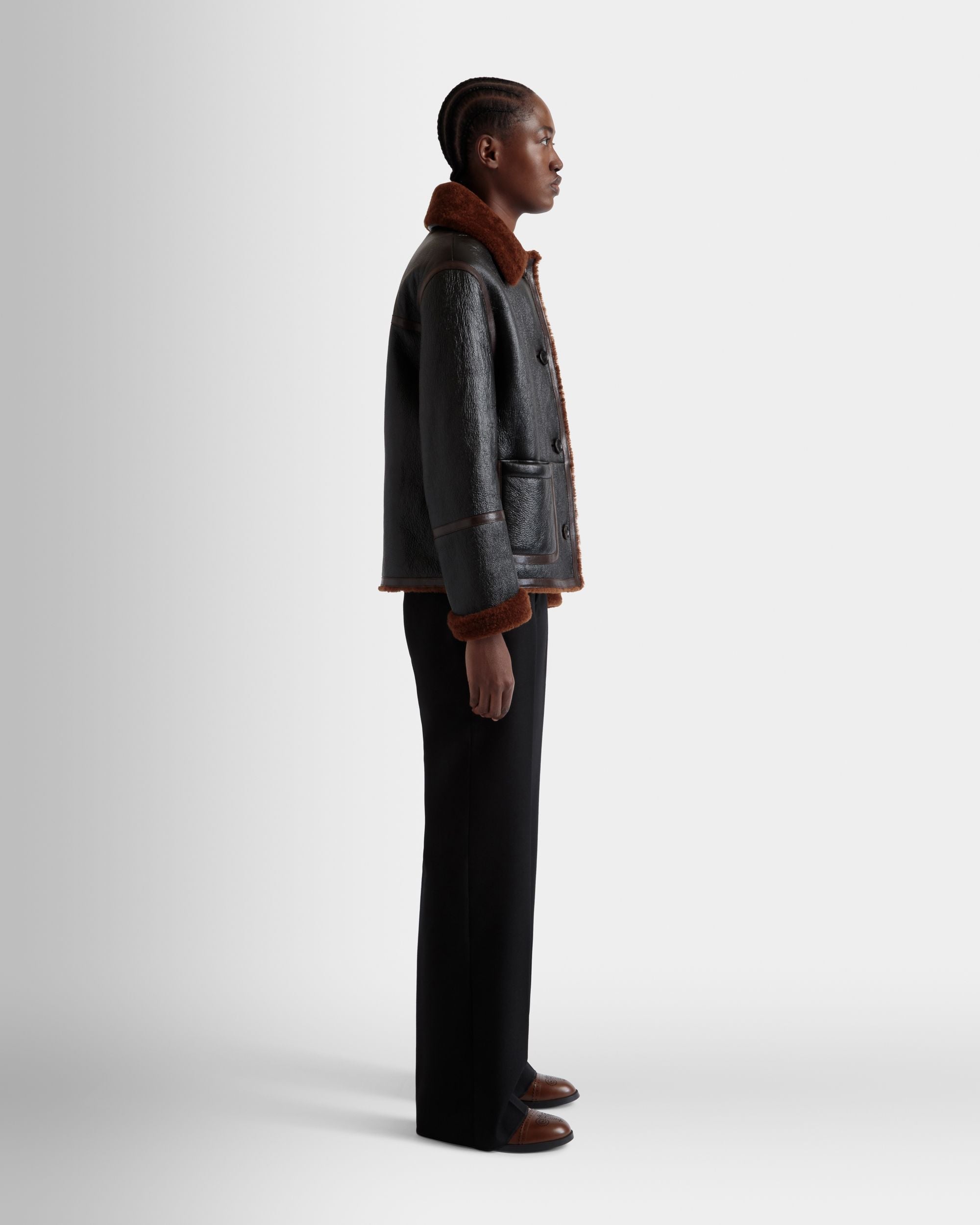 Bally Global - Shearling Lined Jacket In Black Leather - Noir