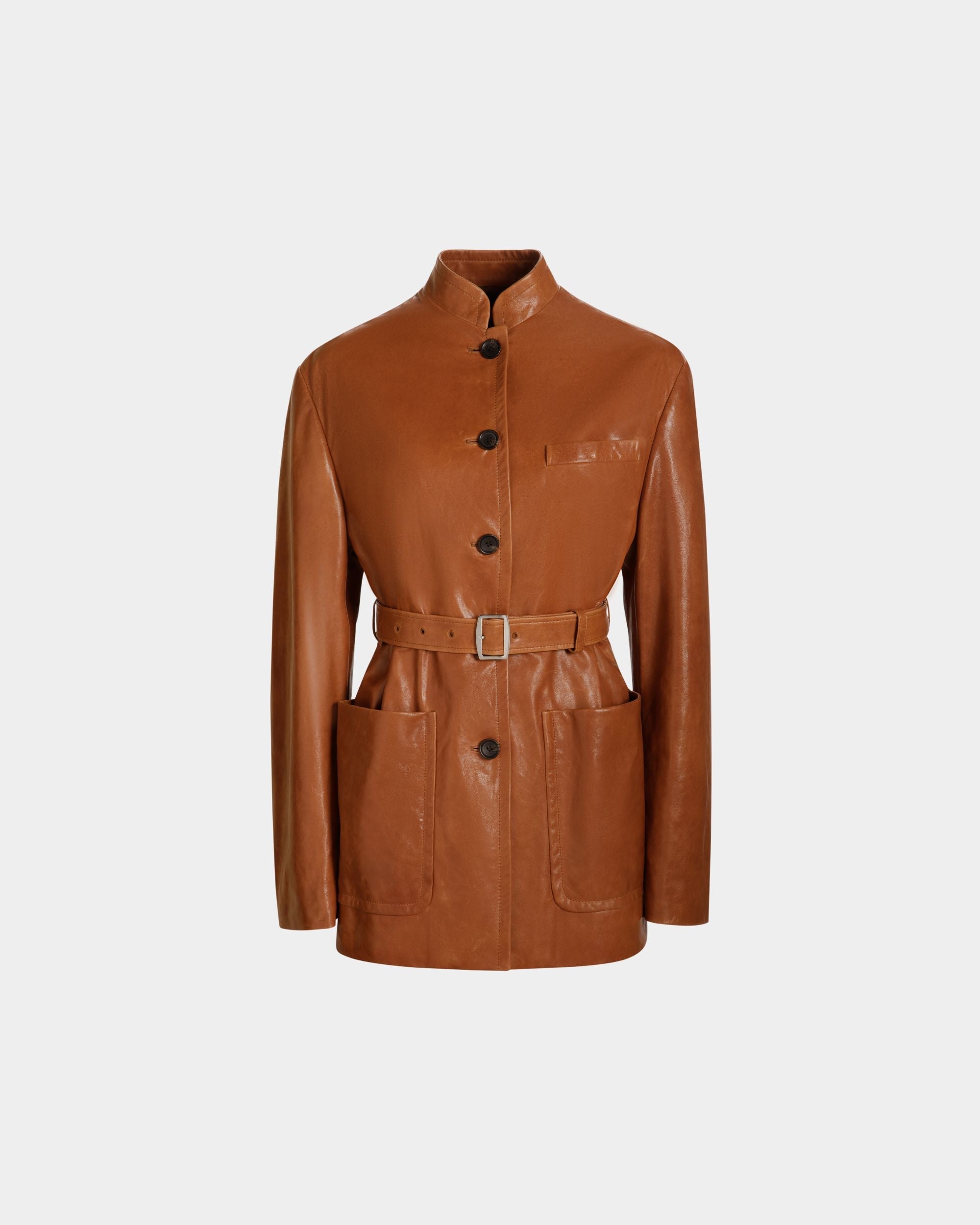 Bally Global - Belted Jacket in Brown Leather - Brown