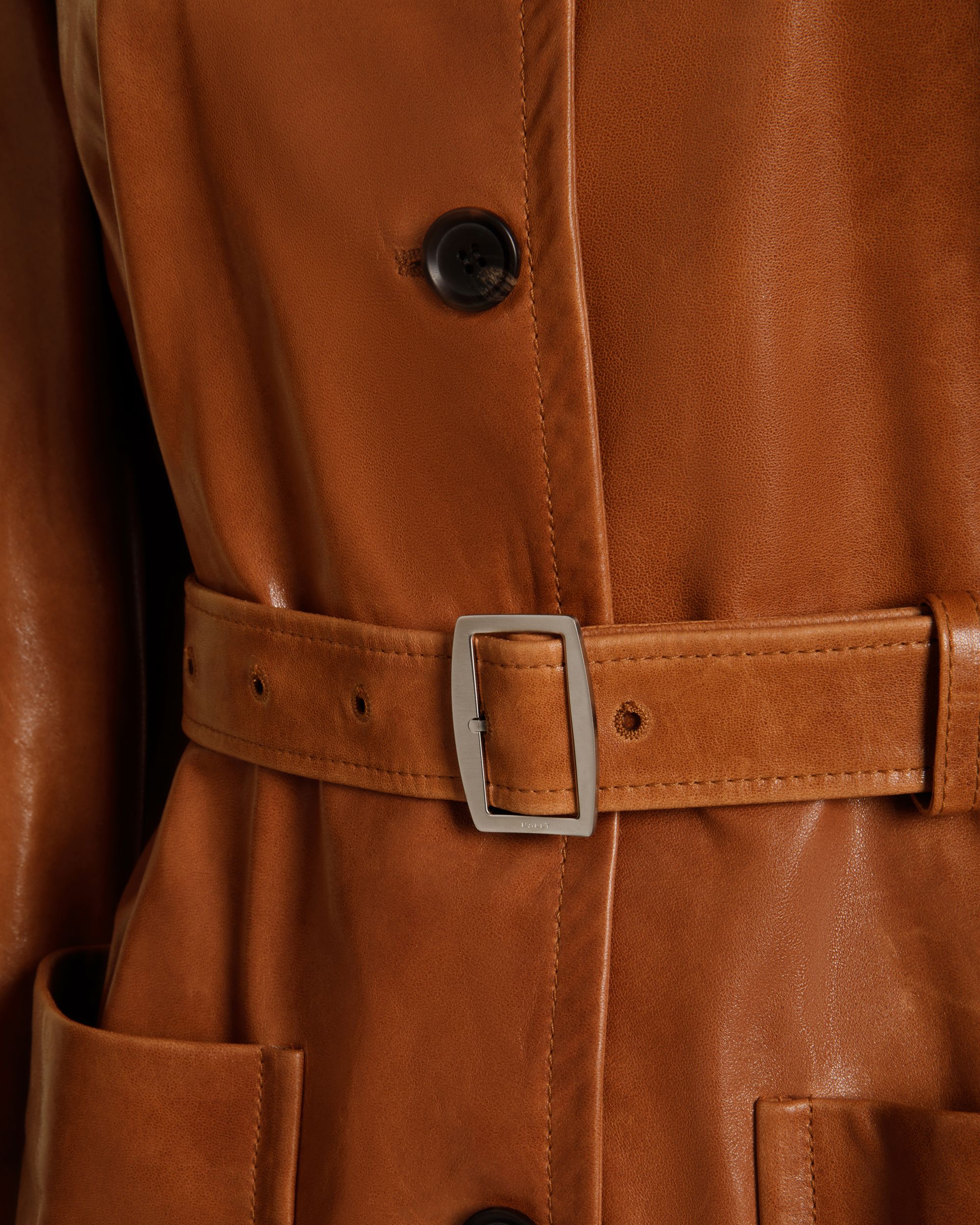 Bally Global - Belted Jacket in Brown Leather - Brown