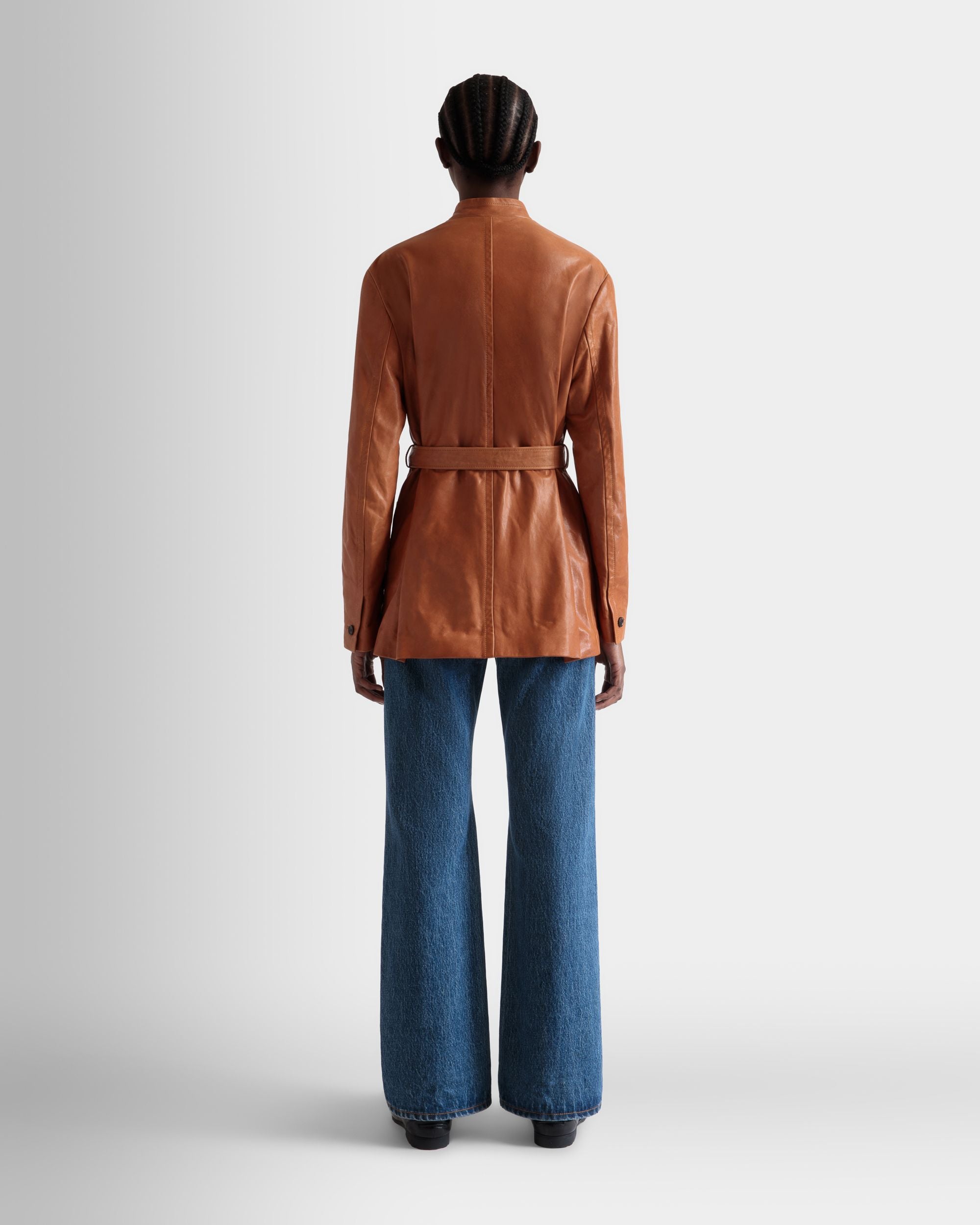 Bally Global - Belted Jacket in Brown Leather - Brown