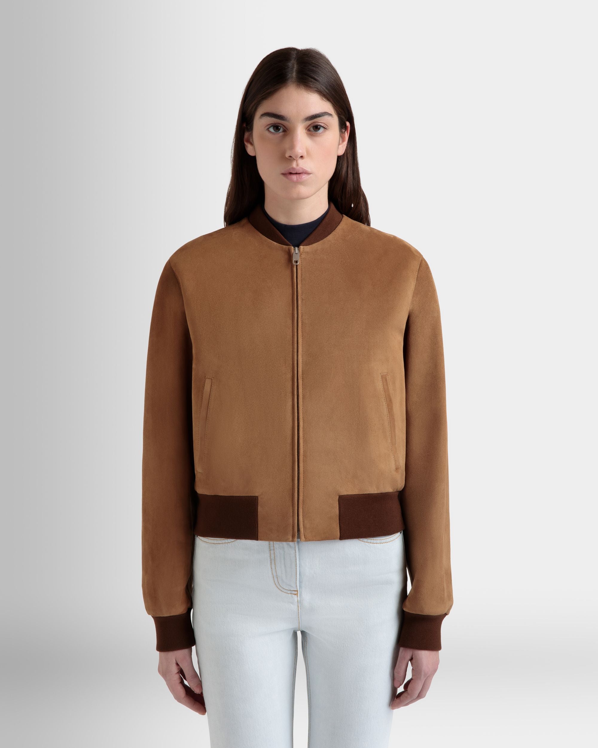 Bally Global - Blouson Bomber En Daim Marron - Marron