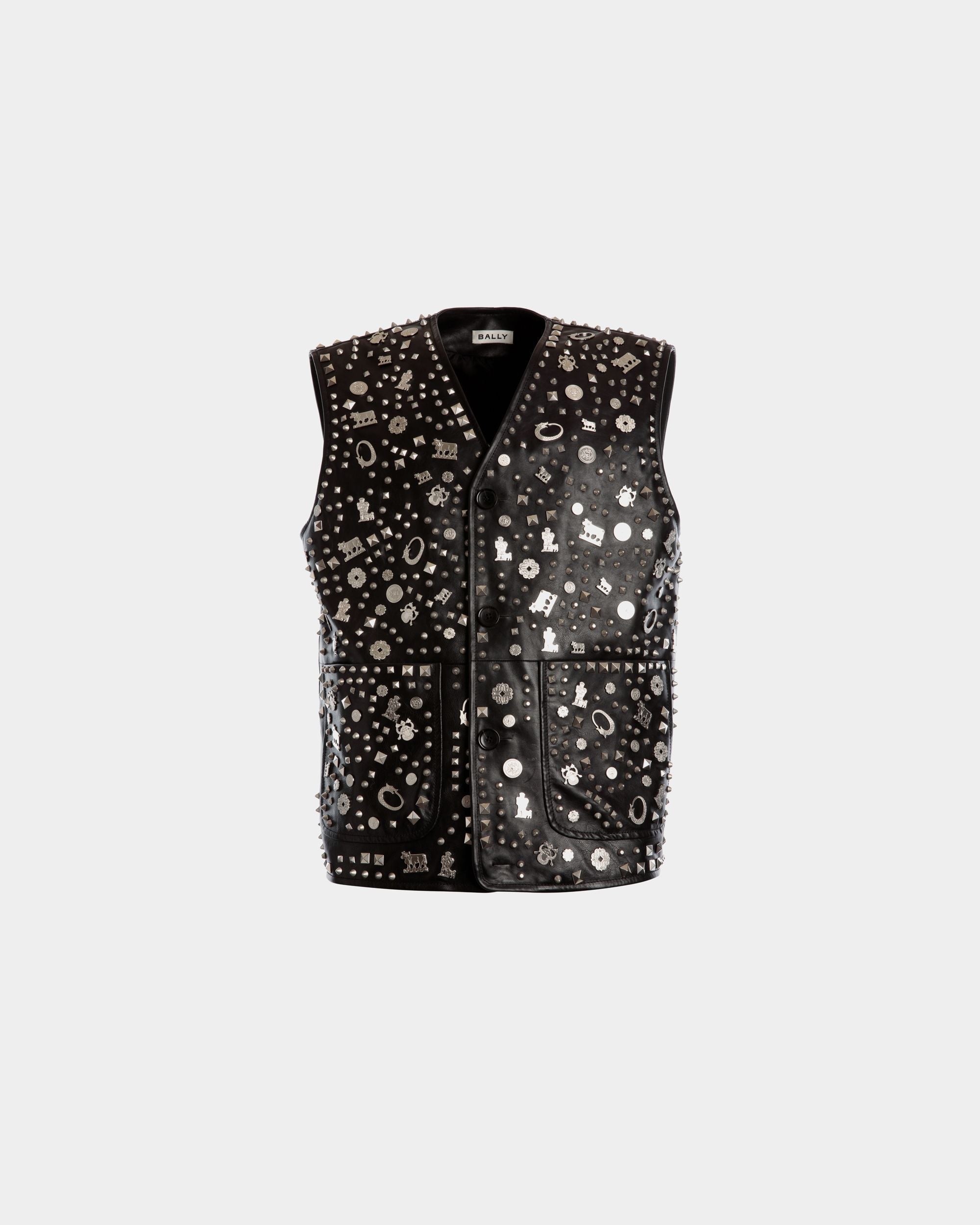Bally Global - Vest In Black Leather with Studs - Black