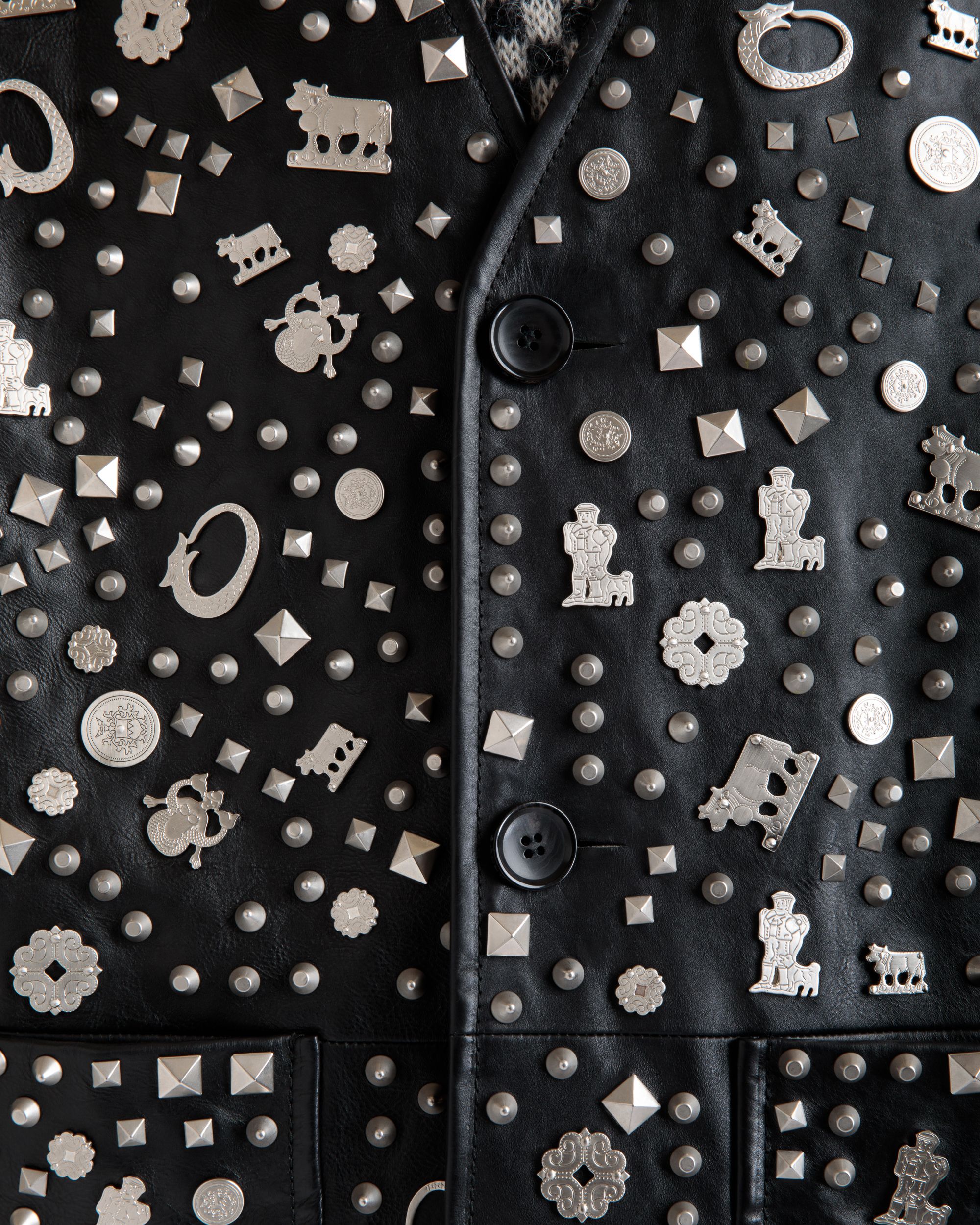 Bally Global - Vest In Black Leather with Studs - Black
