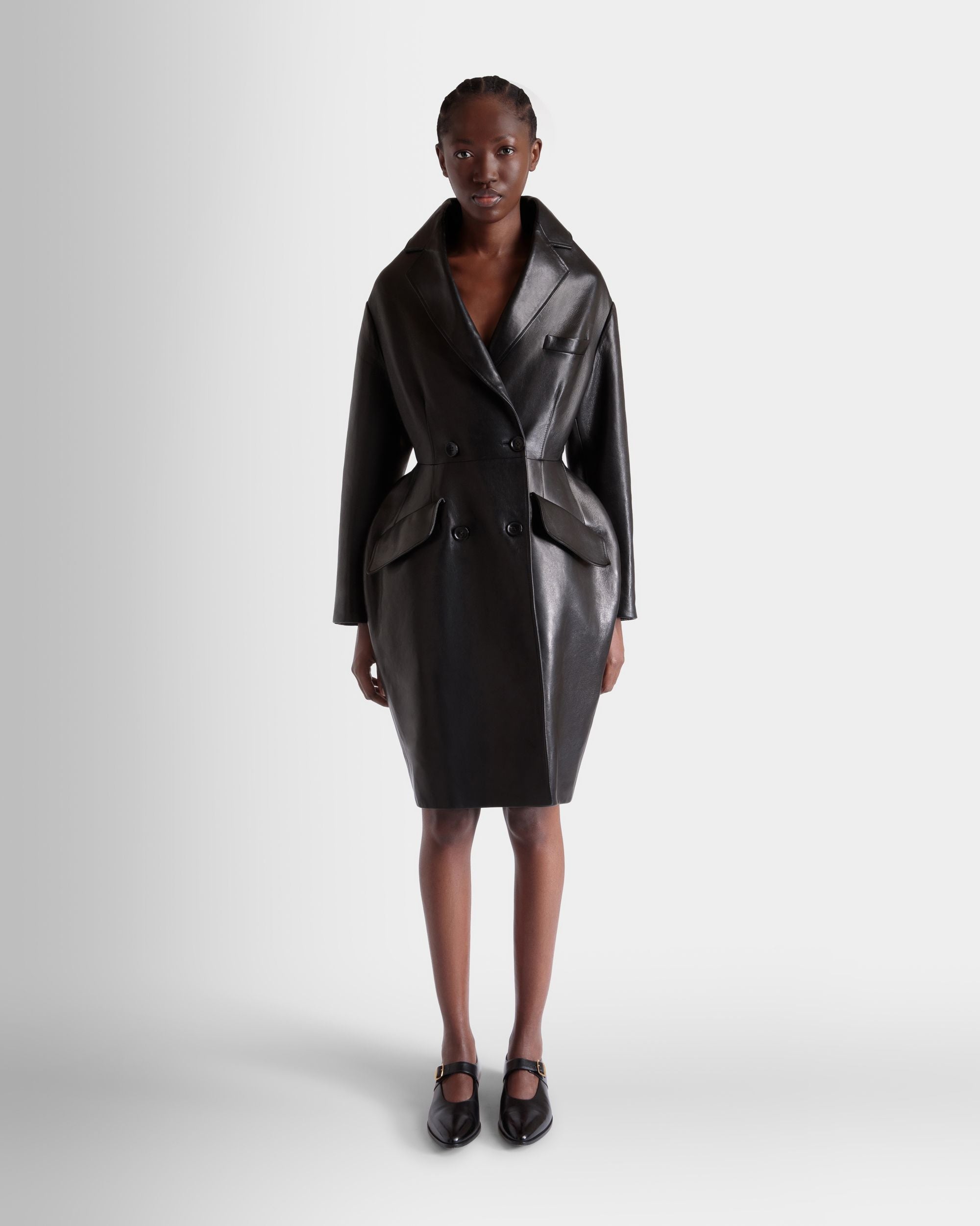Bally Global - Coat in Black Leather - Noir