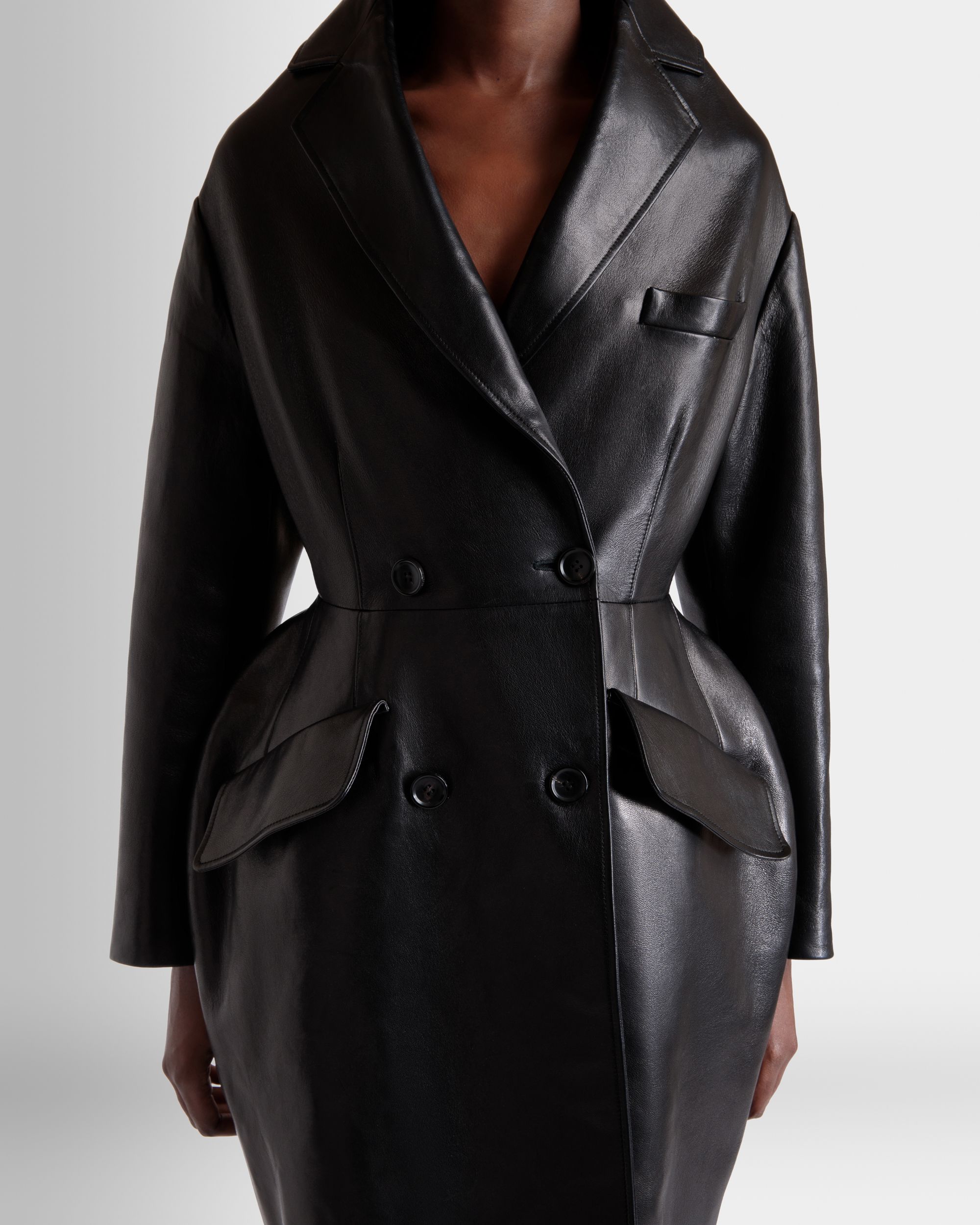 Bally Global - Coat in Black Leather - Noir