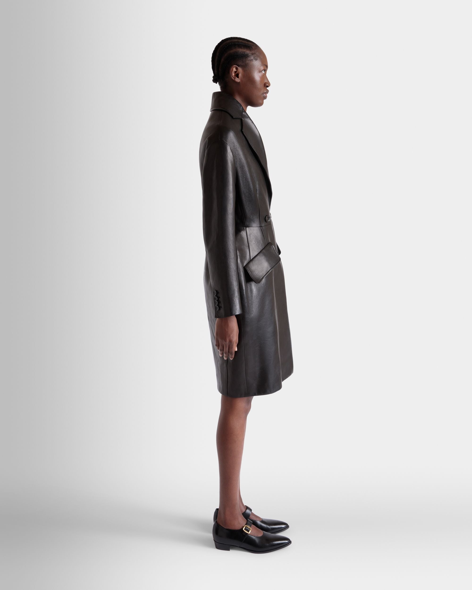 Bally Global - Coat in Black Leather - Noir
