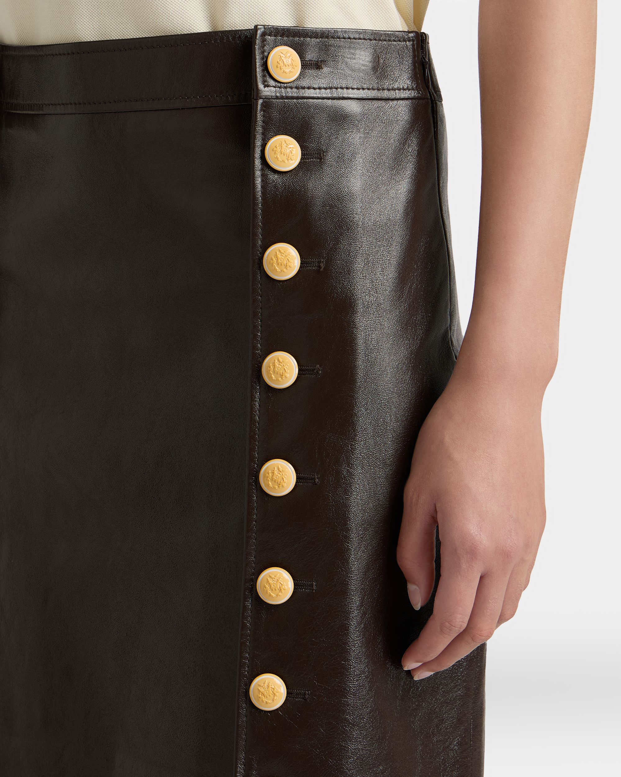 Bally Global - Midi Skirt in Brown Leather - Brown
