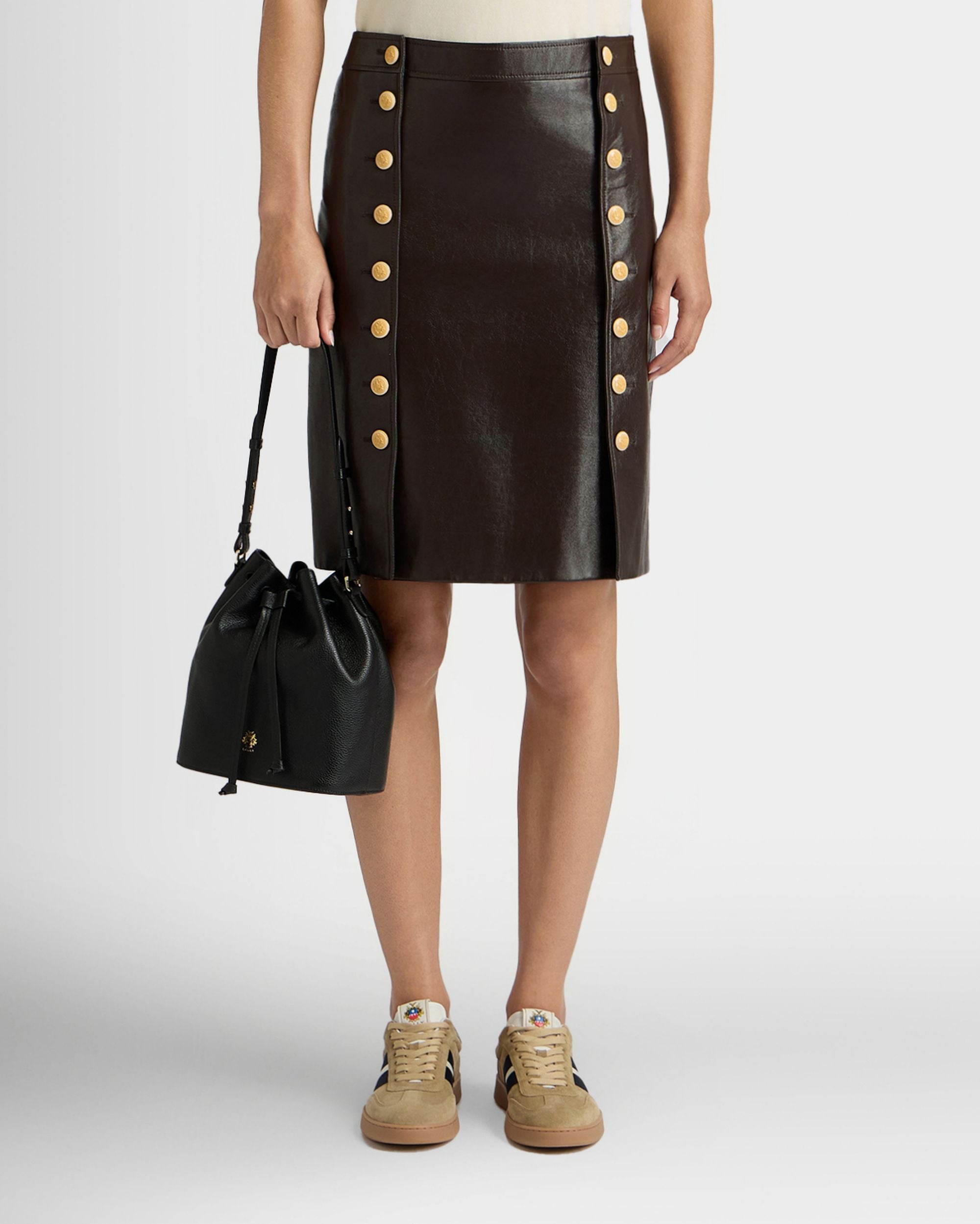 Bally Global - Midi Skirt in Brown Leather - Brown