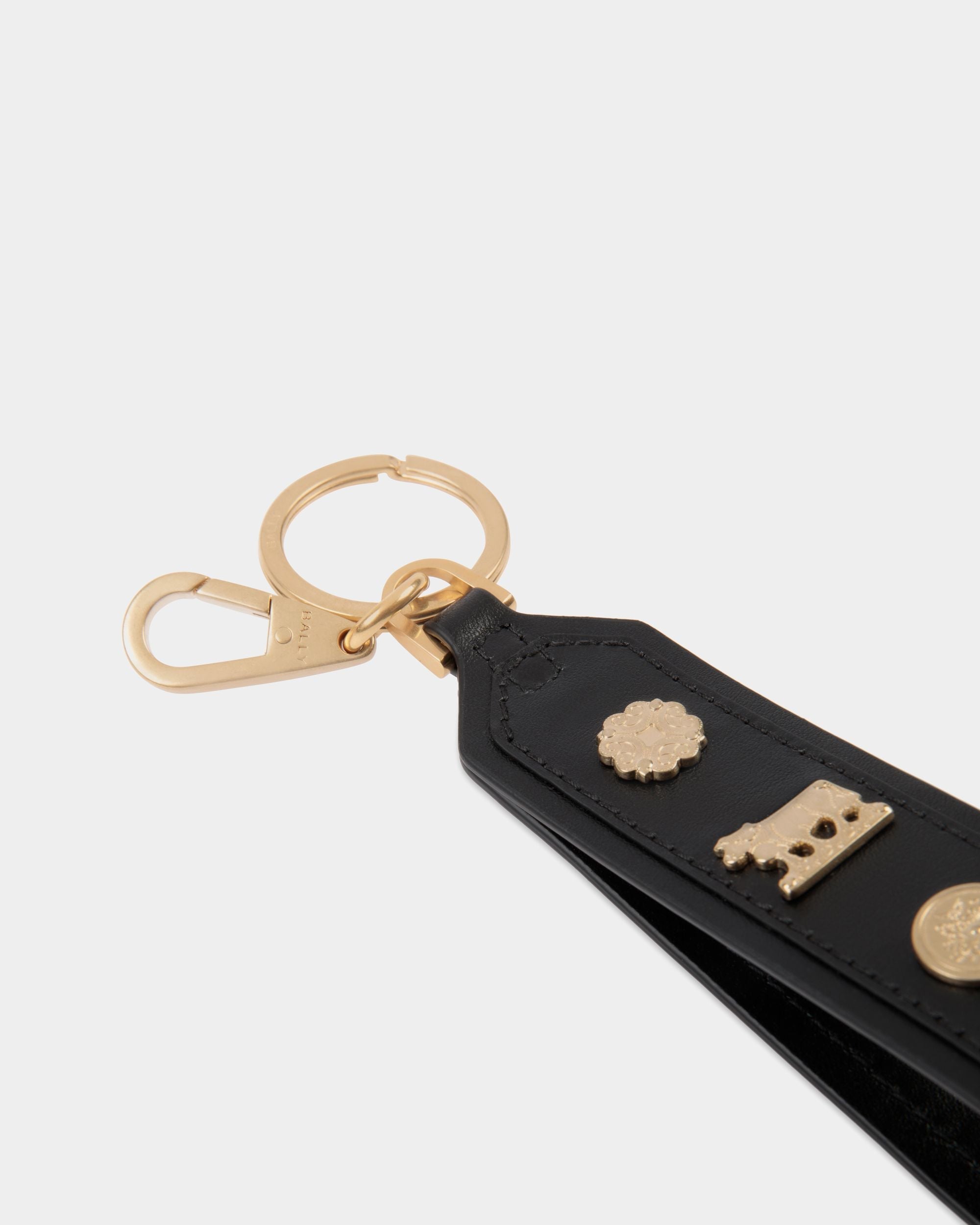 Bally Global - Swissness Keychain With Studs In Black Leather - Negro