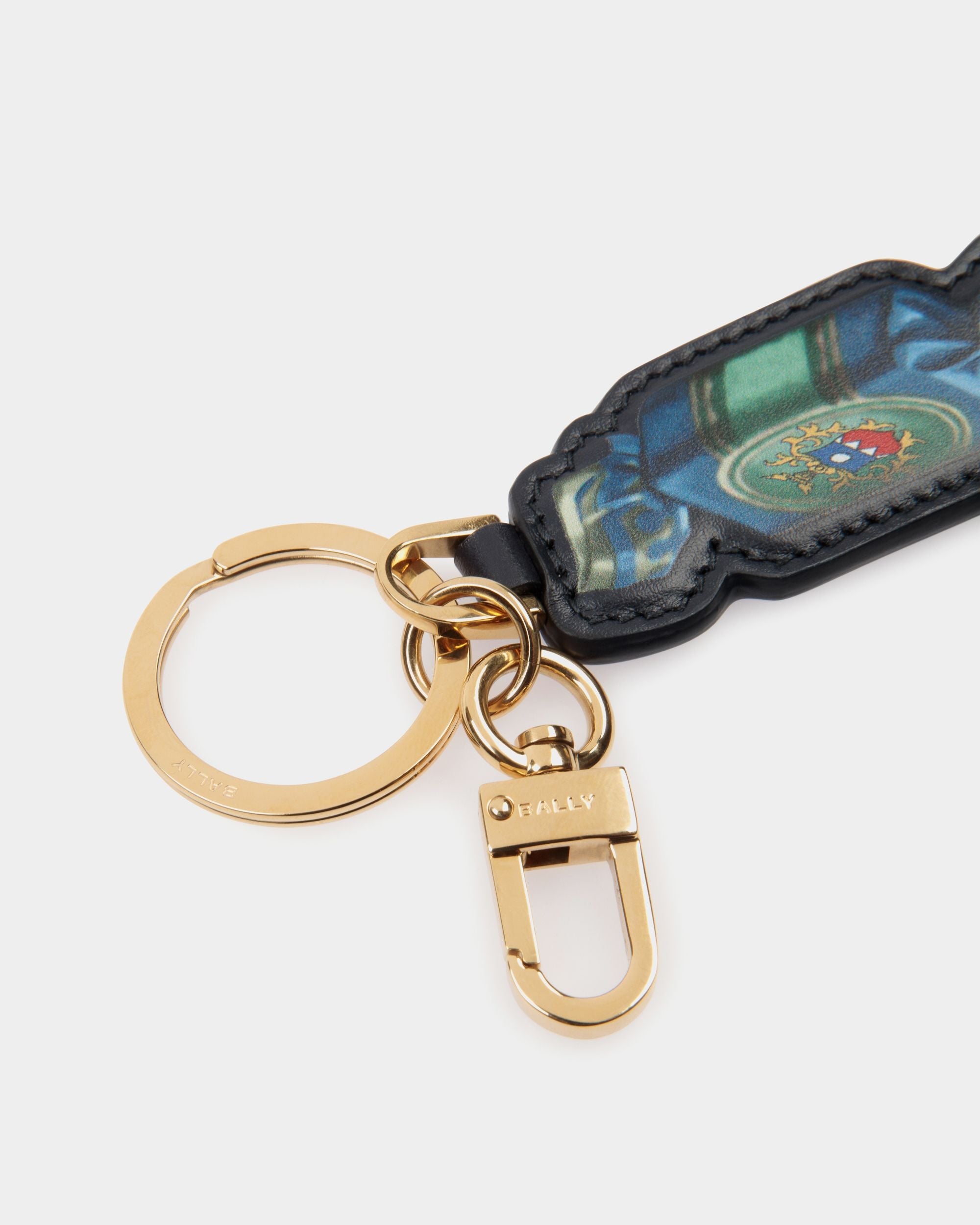Bally Global - Unda Keychain In Choco-Candy Print Leather - Blue