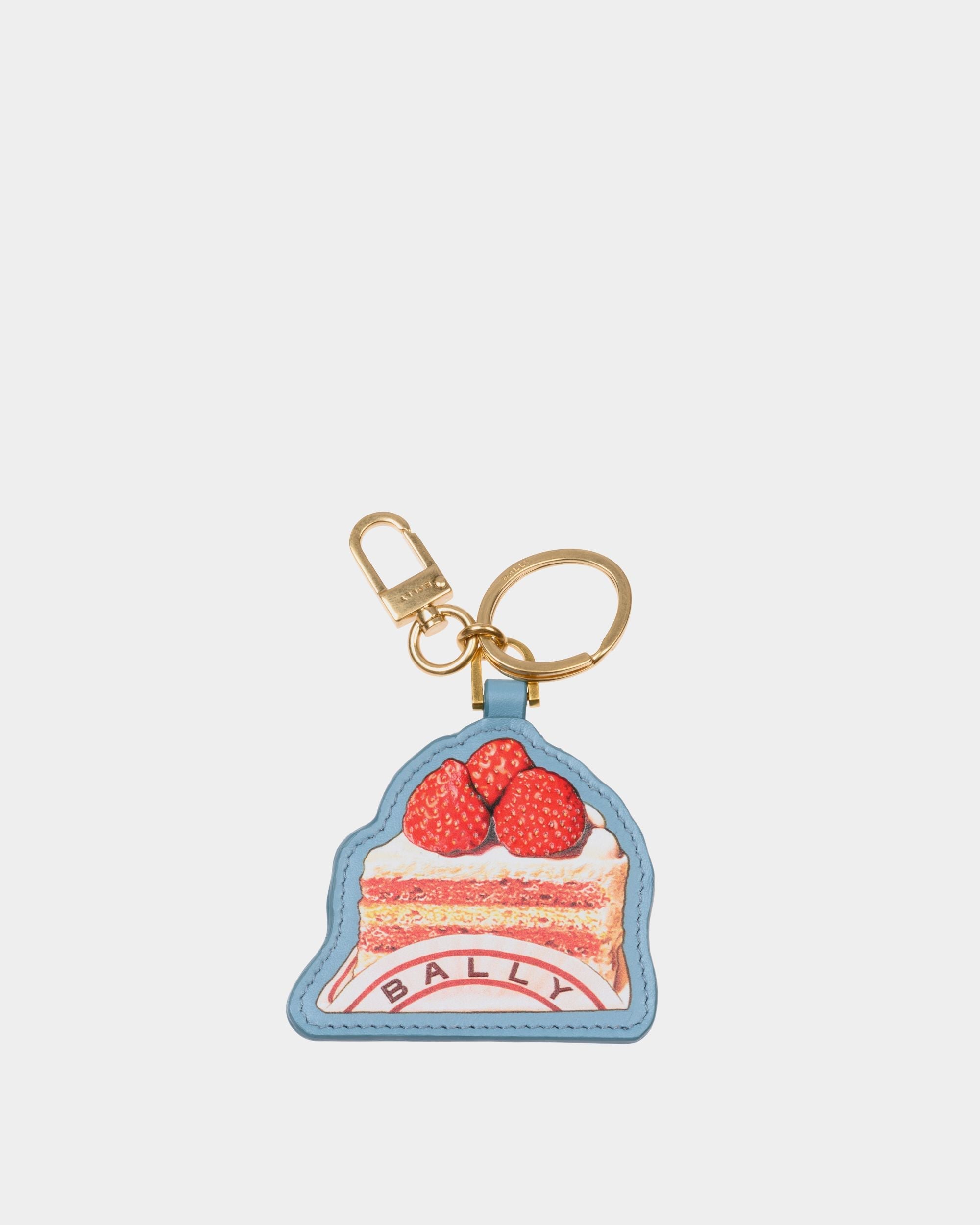 Bally Global - Keychain With Bally Cake Print in Medium Blue Leather - Azul