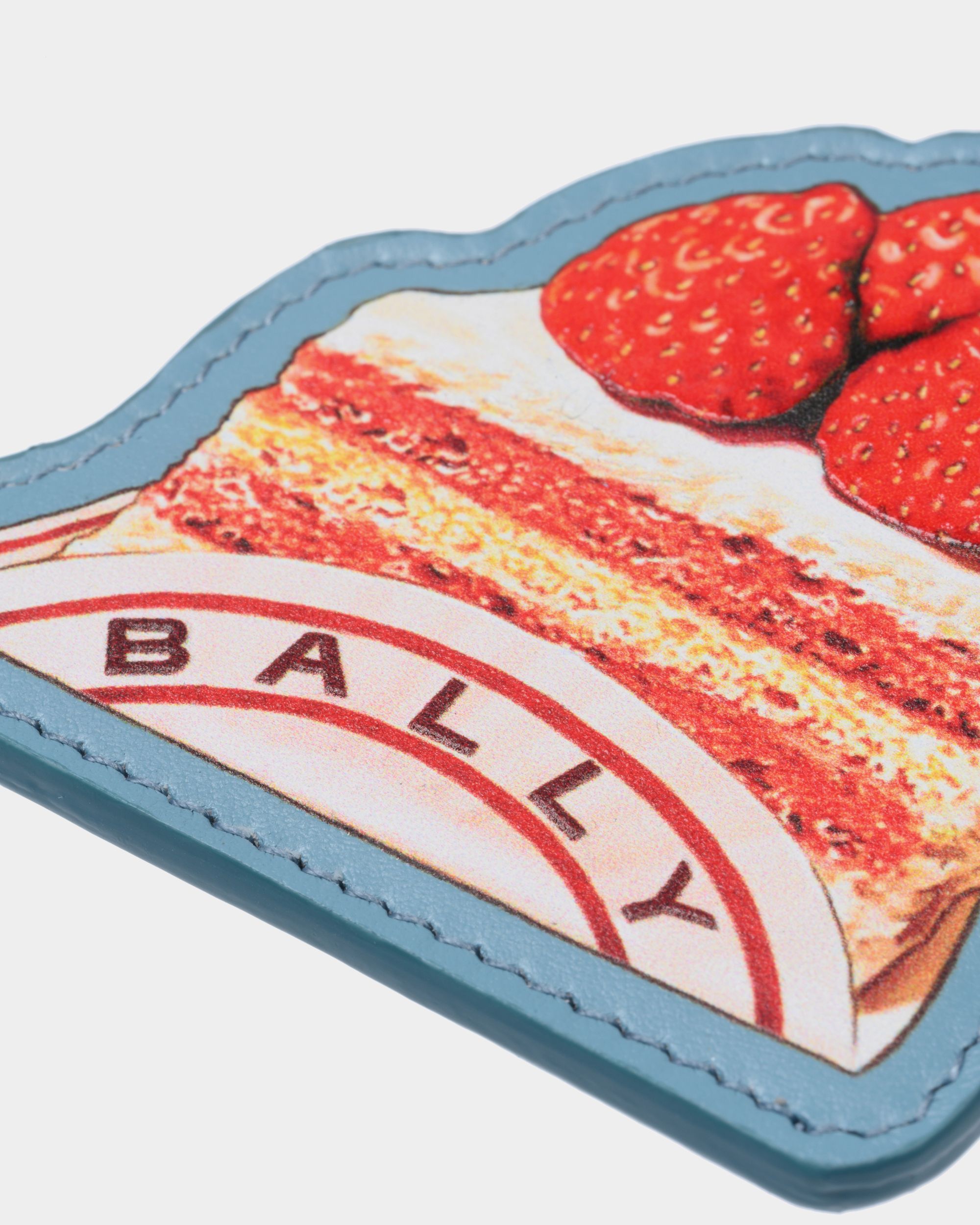 Bally Global - Keychain With Bally Cake Print in Medium Blue Leather - Azul