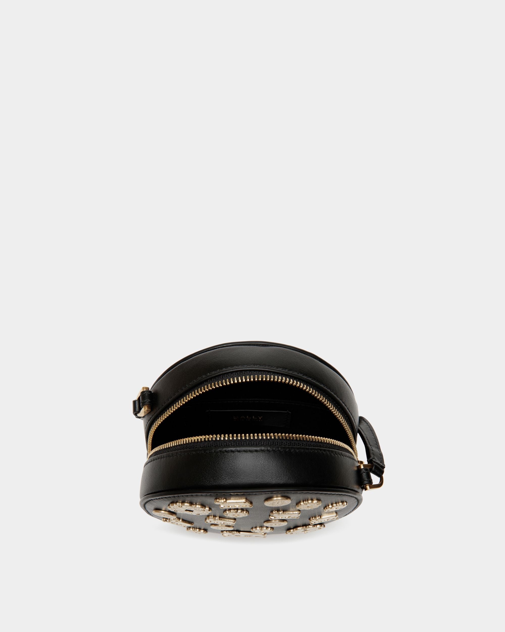 Bally Global - Swissness Round Minibag With Studs In Black Leather - Negro