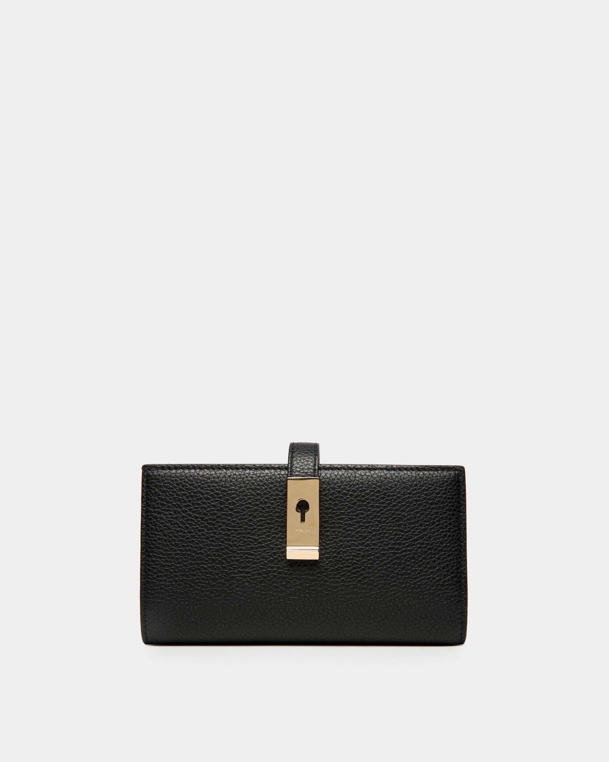 Bally Global - Lock Me Long Wallet In Black Grained Leather - Negro