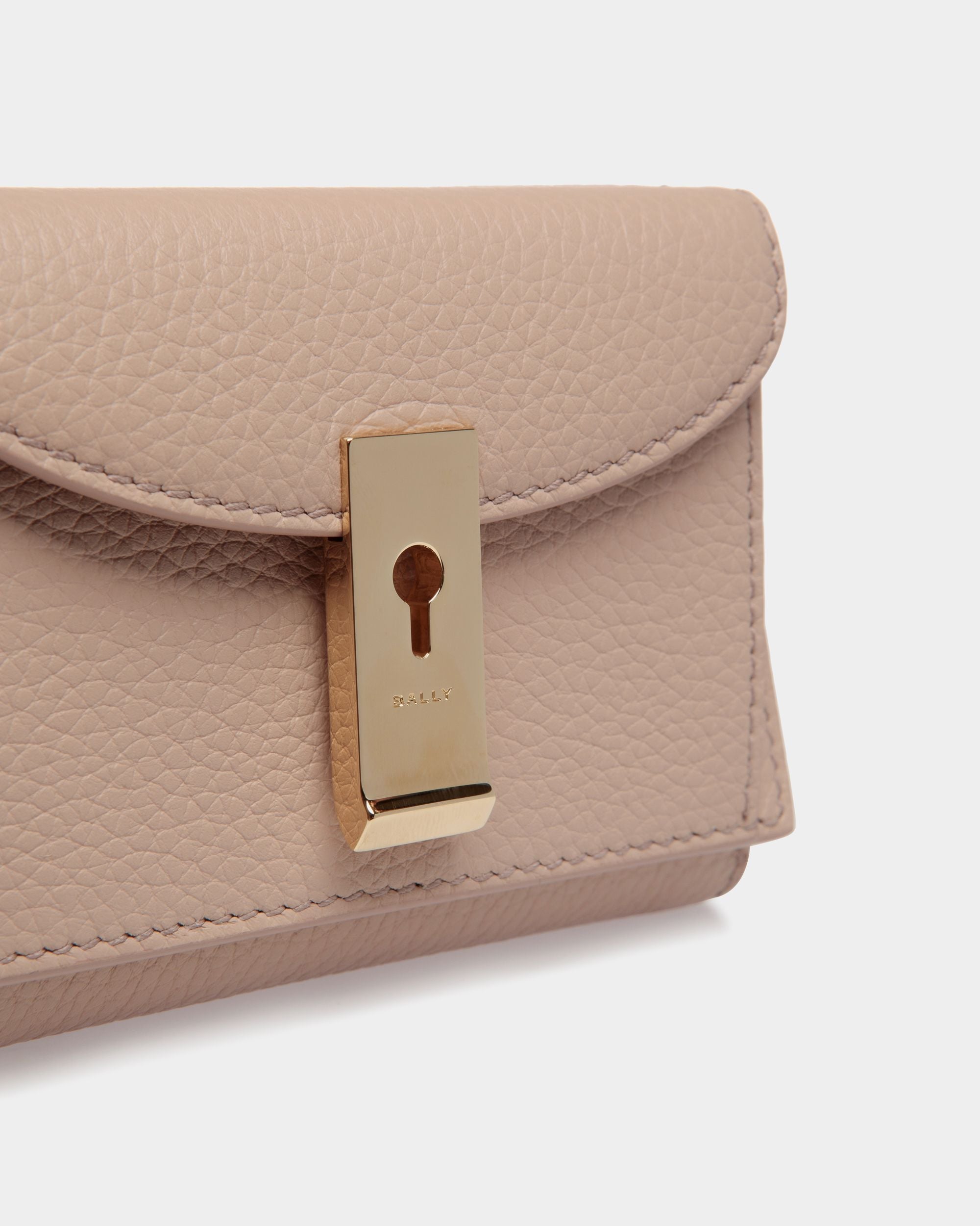 Bally Global - Cartera Lock Me De Piel Granulada Light Beige - Beige