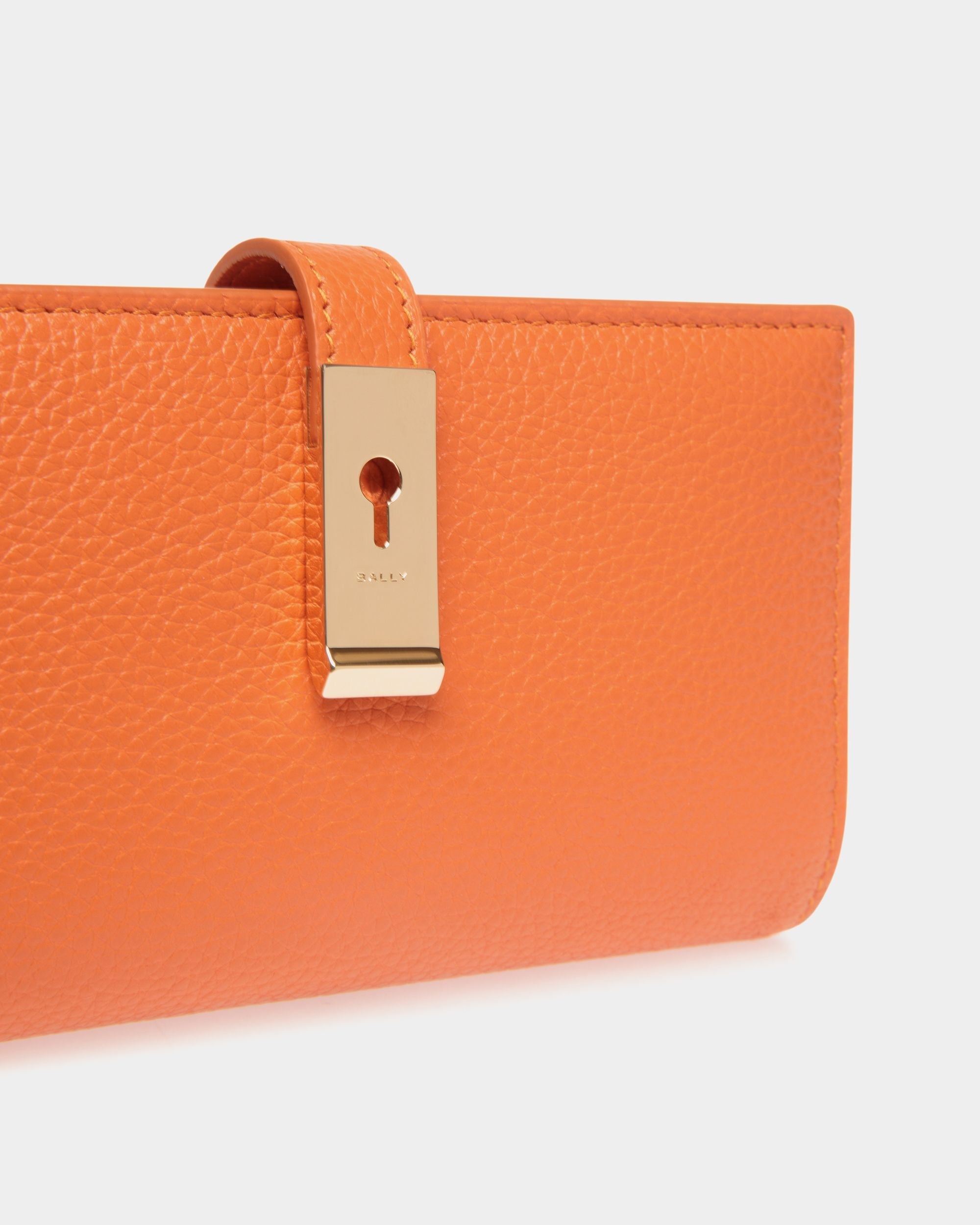 Bally Global - Lock Me Long Wallet in Koi Orange Grained Leather - Orange