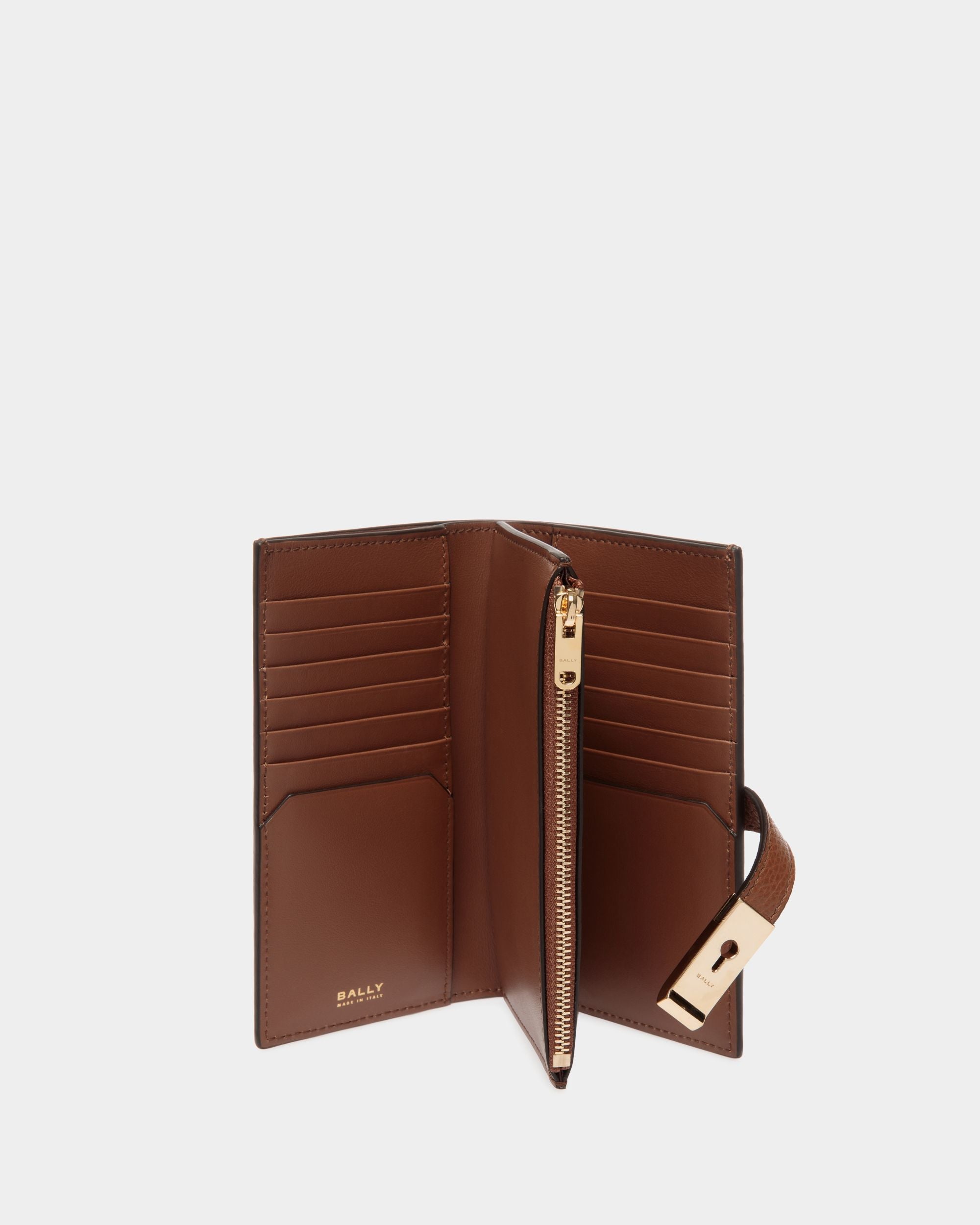 Bally Global - Lock Me Long Wallet in Brown Grained Leather - Brown