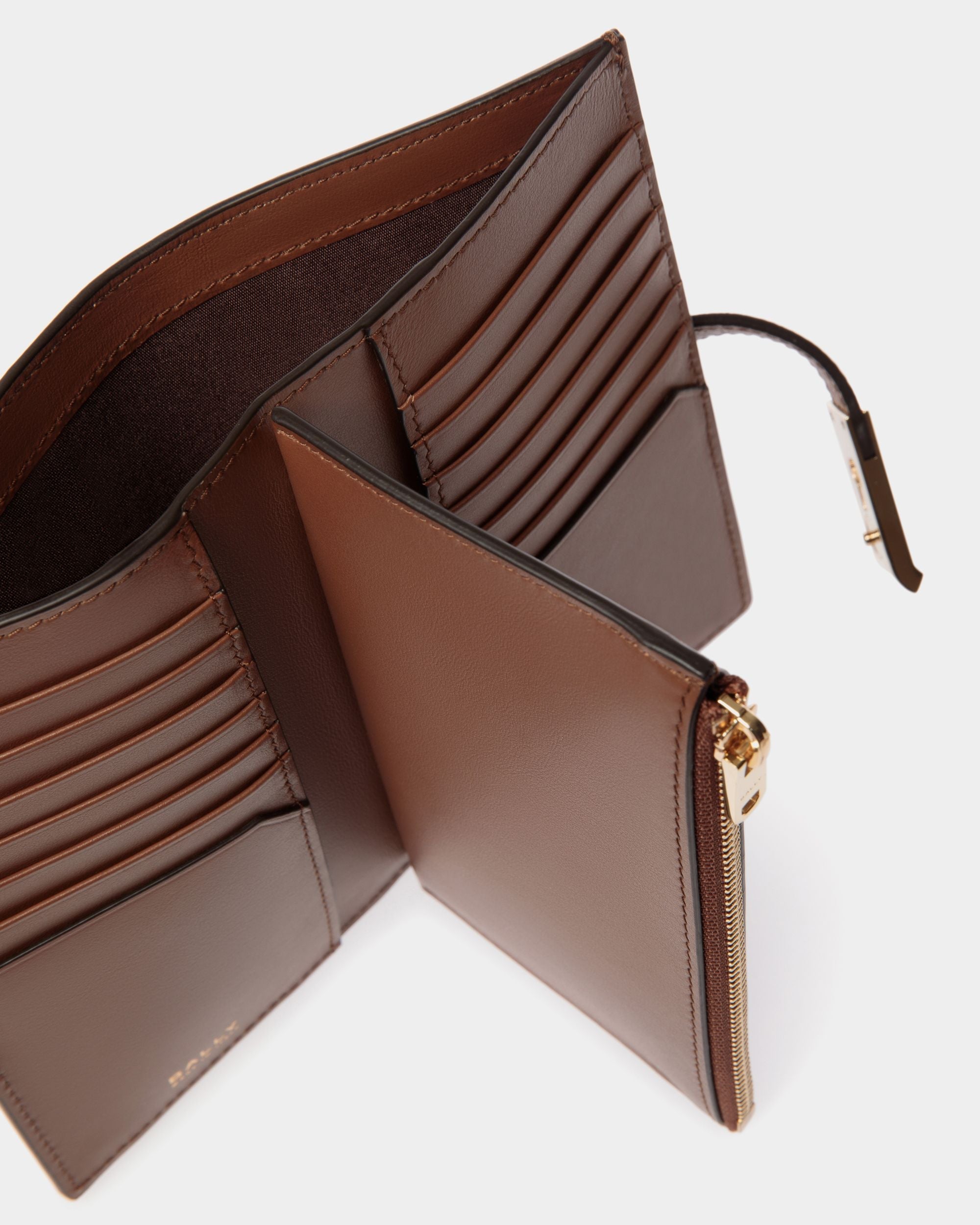 Bally Global - Lock Me Long Wallet in Brown Grained Leather - Brown
