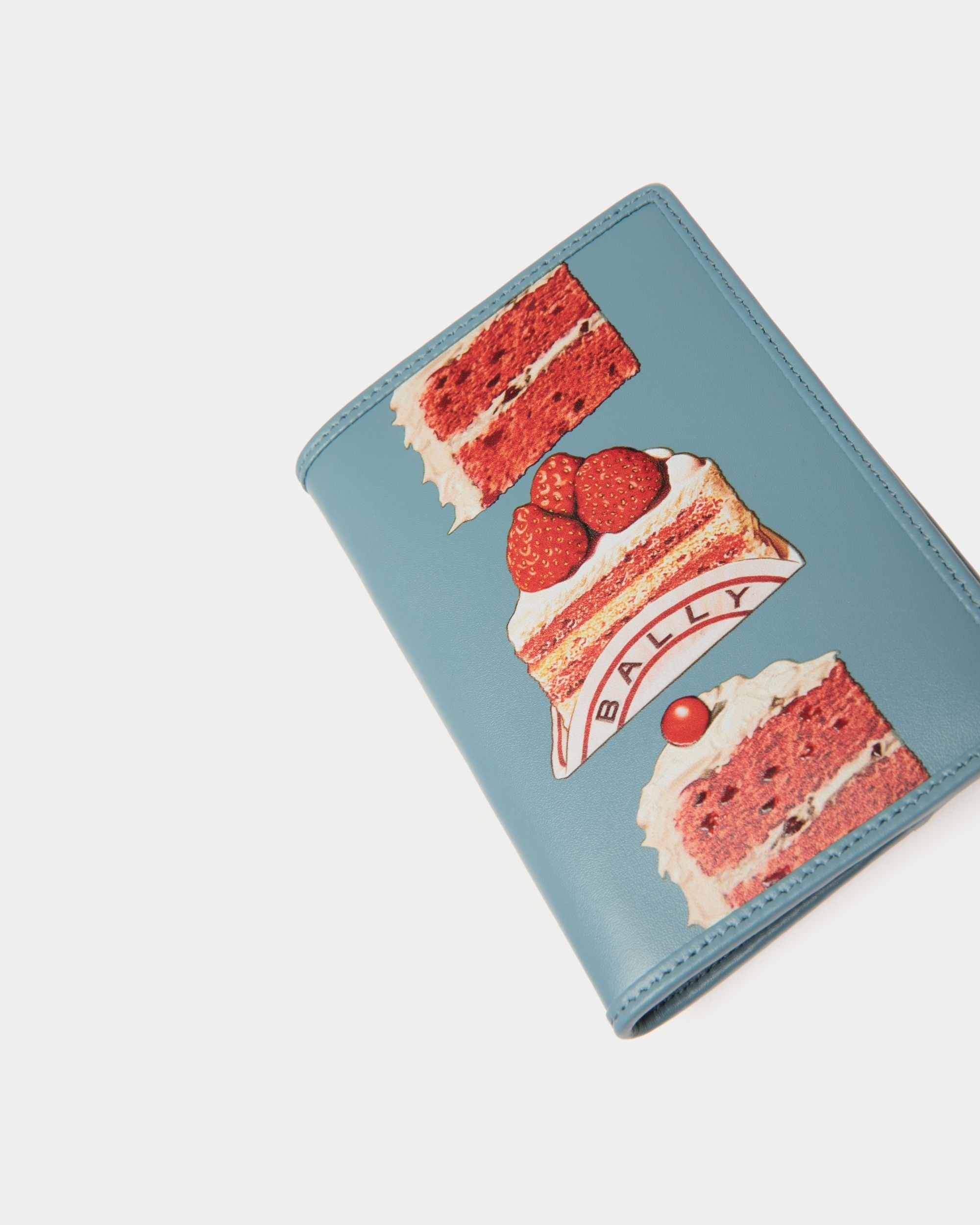 Bally Global - Passport Cover With Bally Cake Print in Medium Blue Leather - Blue