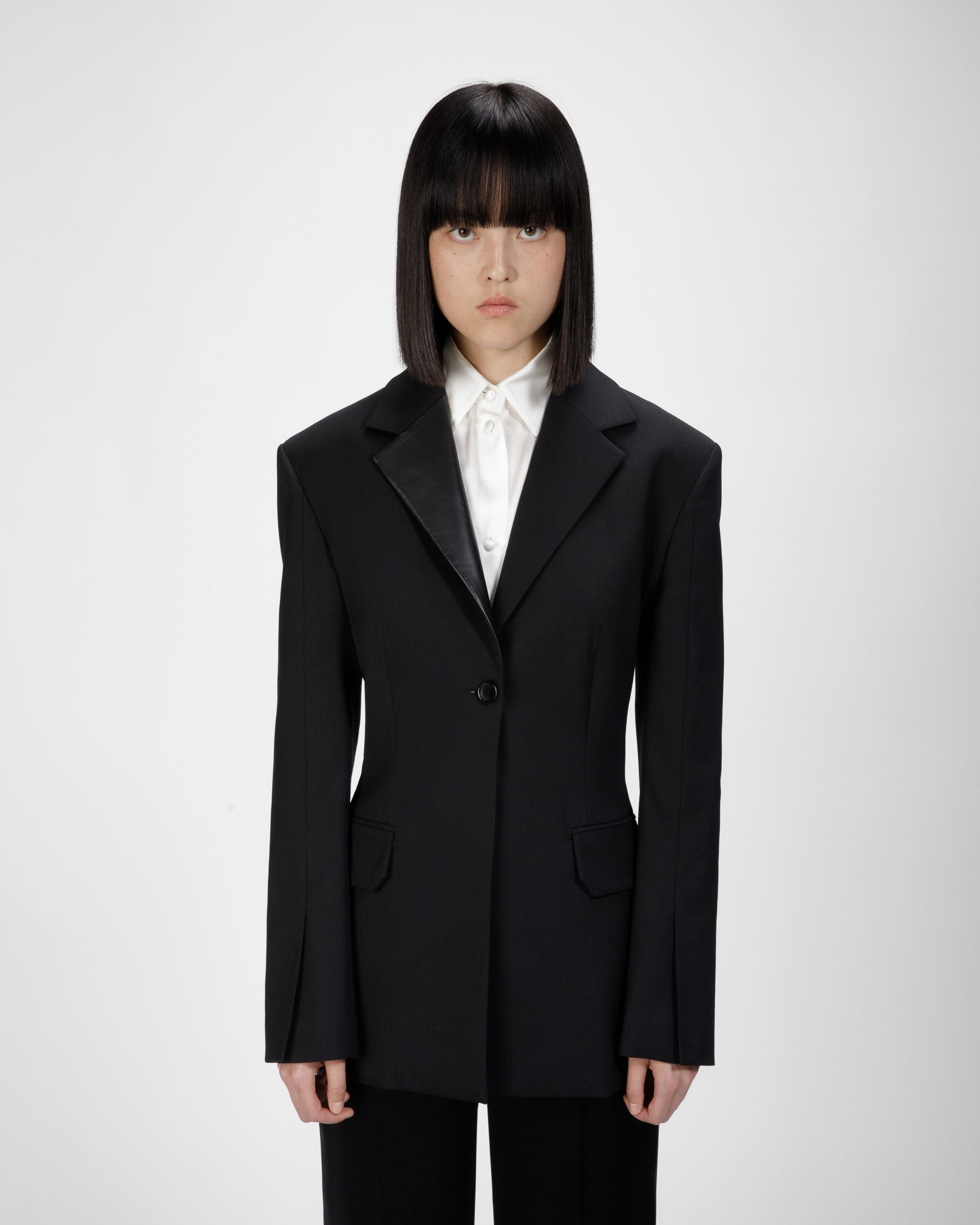 Bally Global - Blazer Con Solapa De Piel - Negro