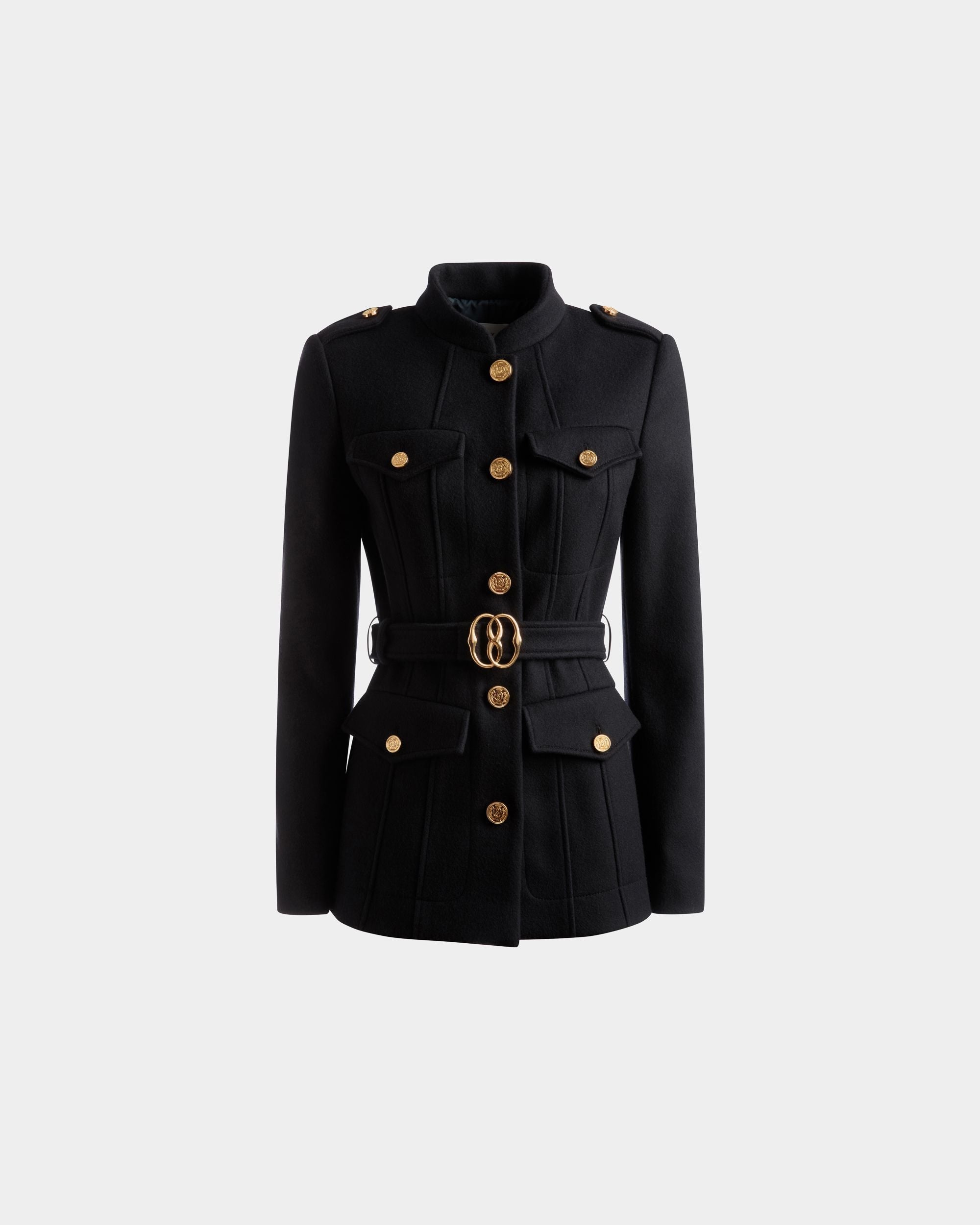 Bally Global - Veste avec ceinture En laine bleu marine - Bleu