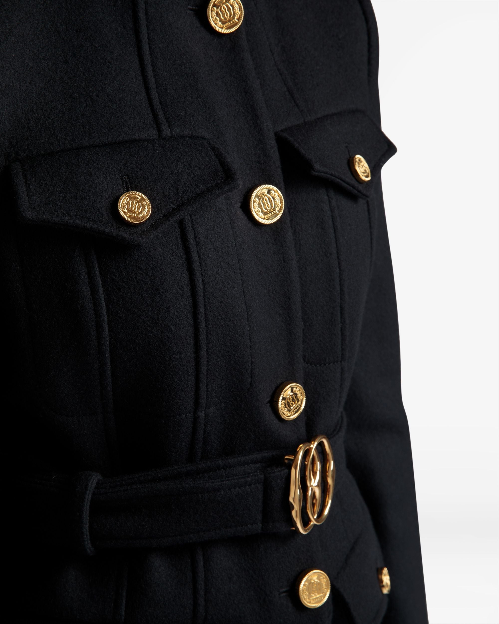 Bally Global - Veste avec ceinture En laine bleu marine - Bleu