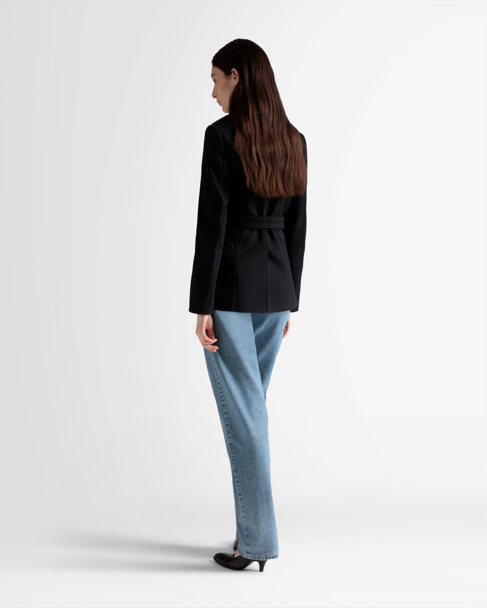 Bally Global - Veste avec ceinture En laine bleu marine - Bleu