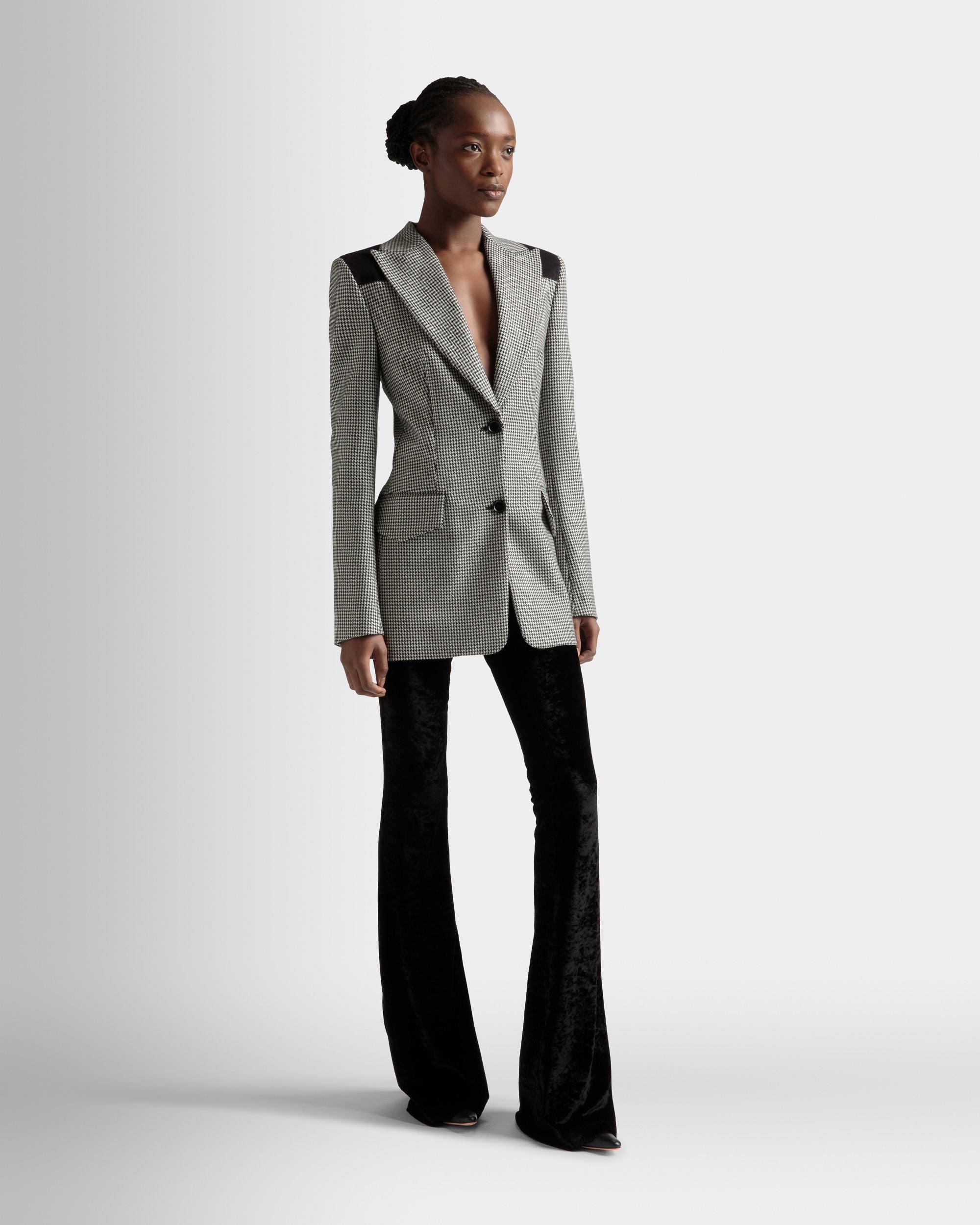 Bally Global - Dogtooth Jacket In Black And White Wool - Black