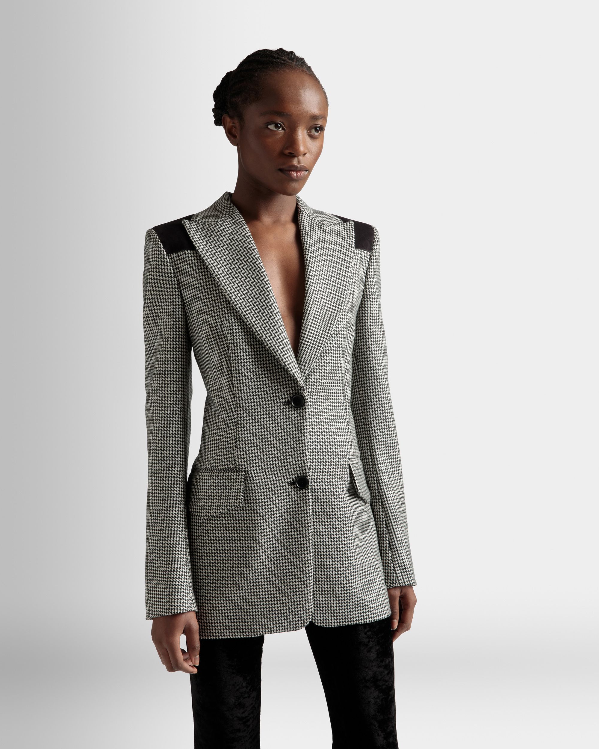 Bally Global - Dogtooth Jacket In Black And White Wool - Black