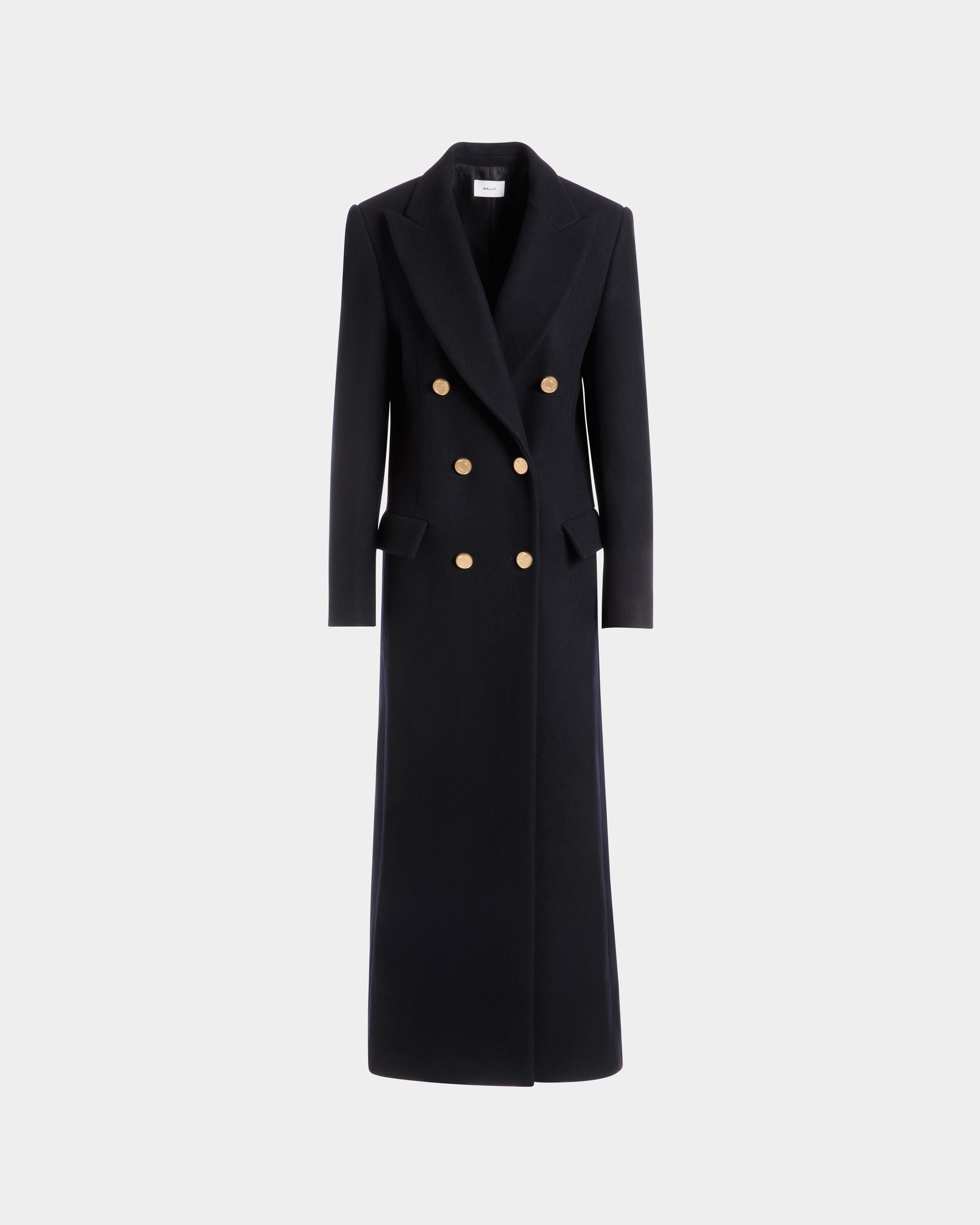 Bally Global - Pardessus Croisé En Laine Navy Blue - Bleu