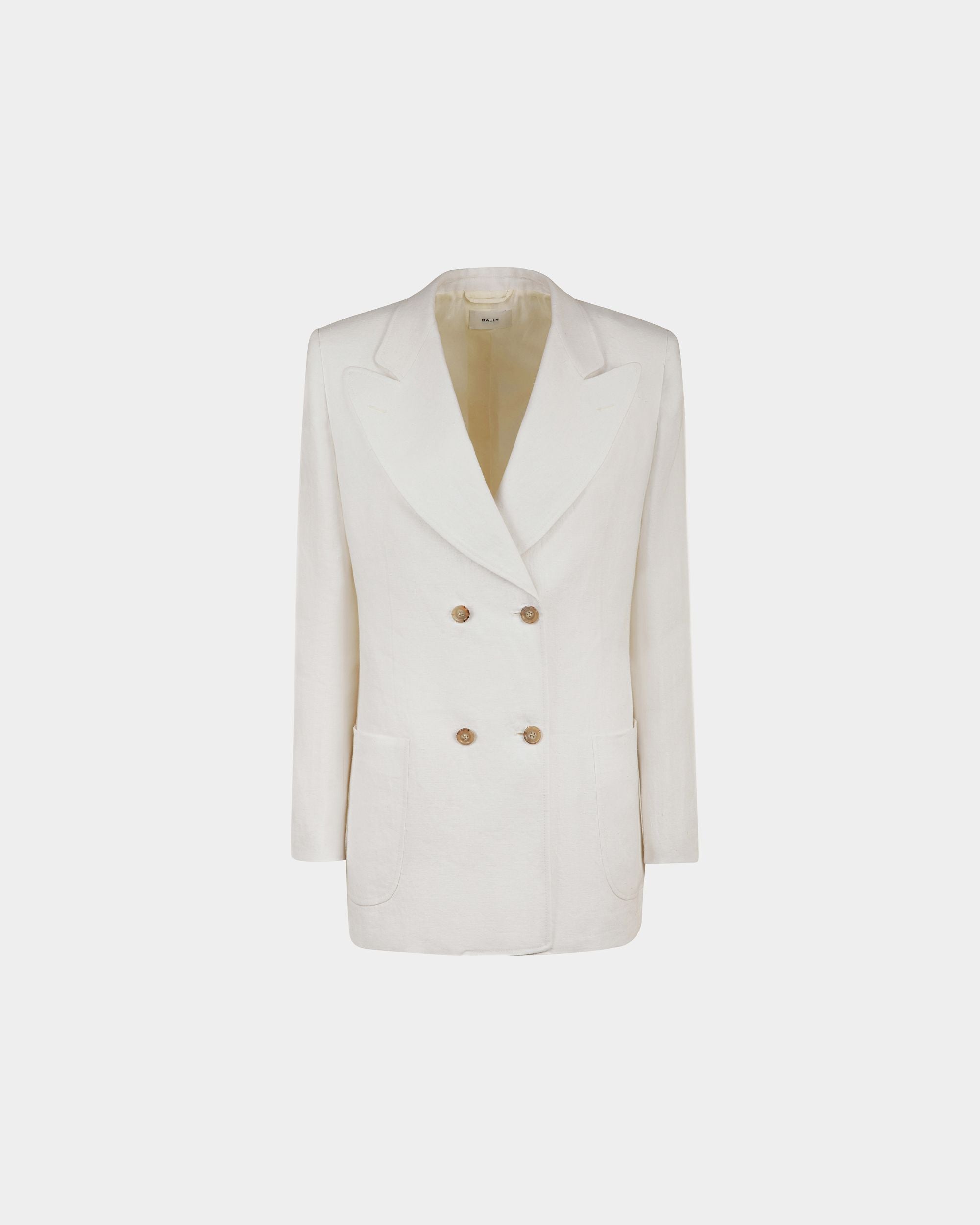 Bally Global - Double Breasted Blazer in White Linen - White