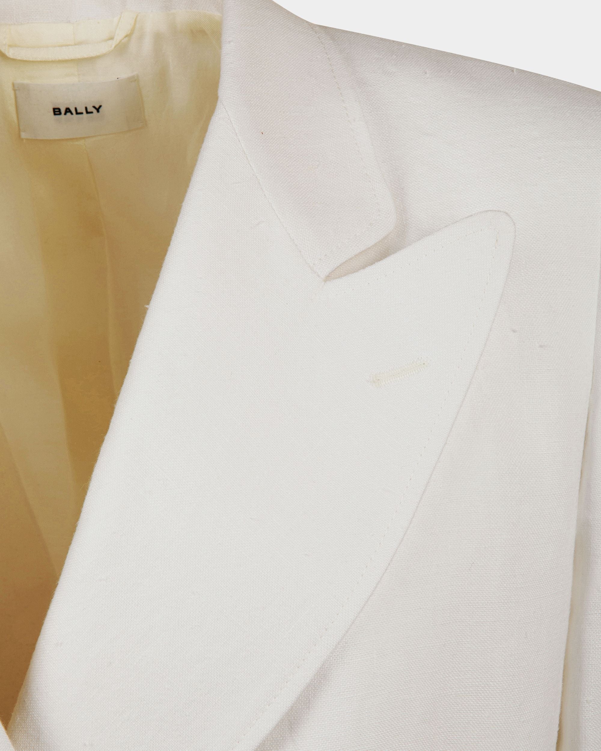 Bally Global - Double Breasted Blazer in White Linen - White
