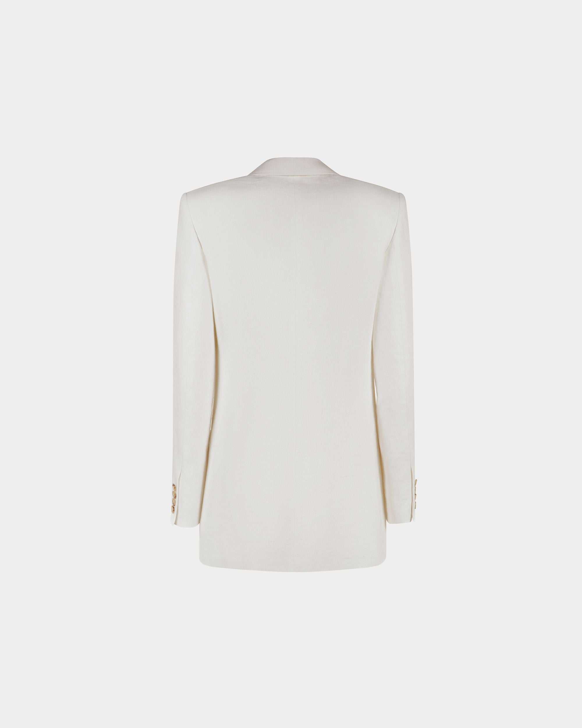 Bally Global - Double Breasted Blazer in White Linen - White