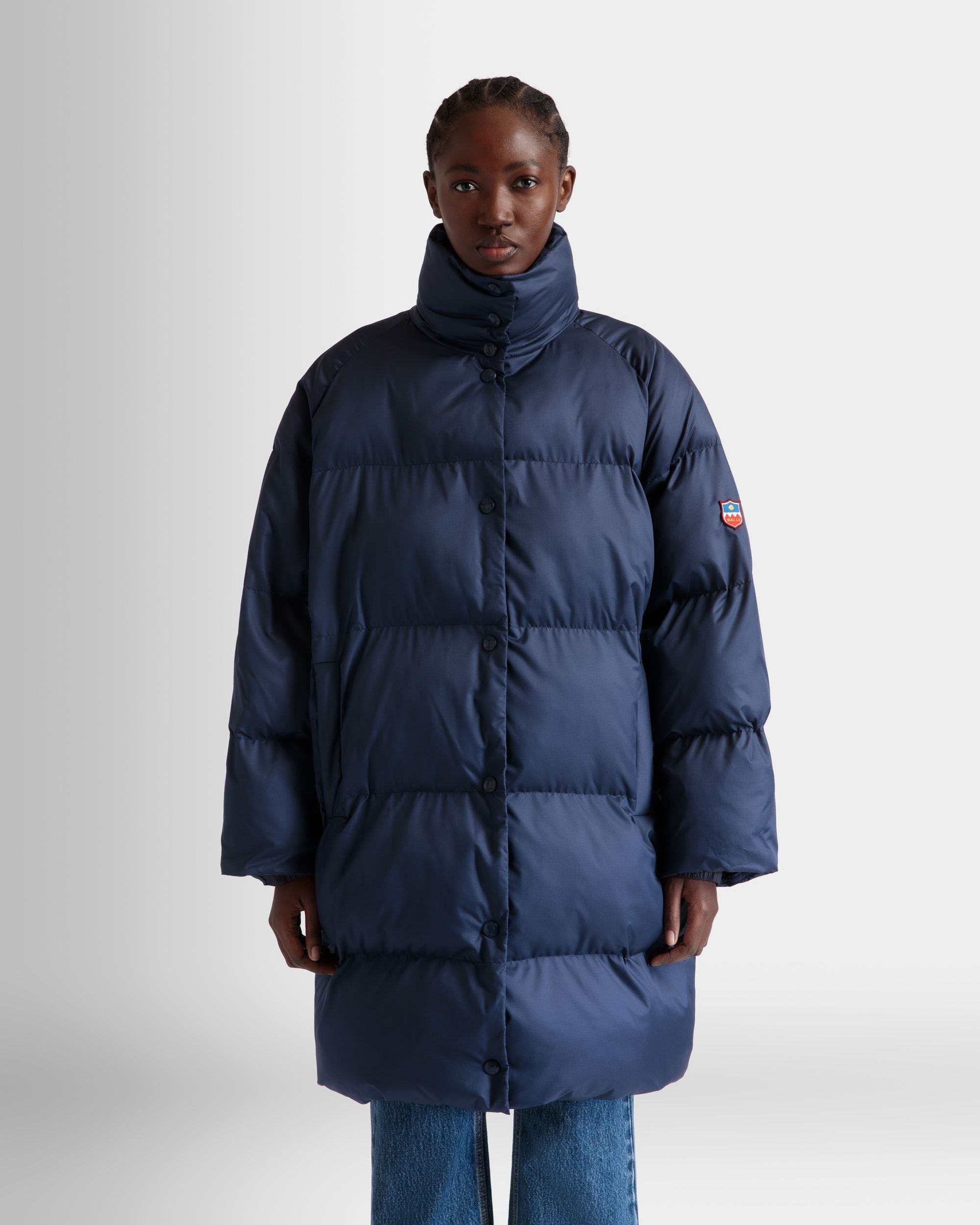 Bally Global - Puffer Coat In Navy Blue Nylon - Blue