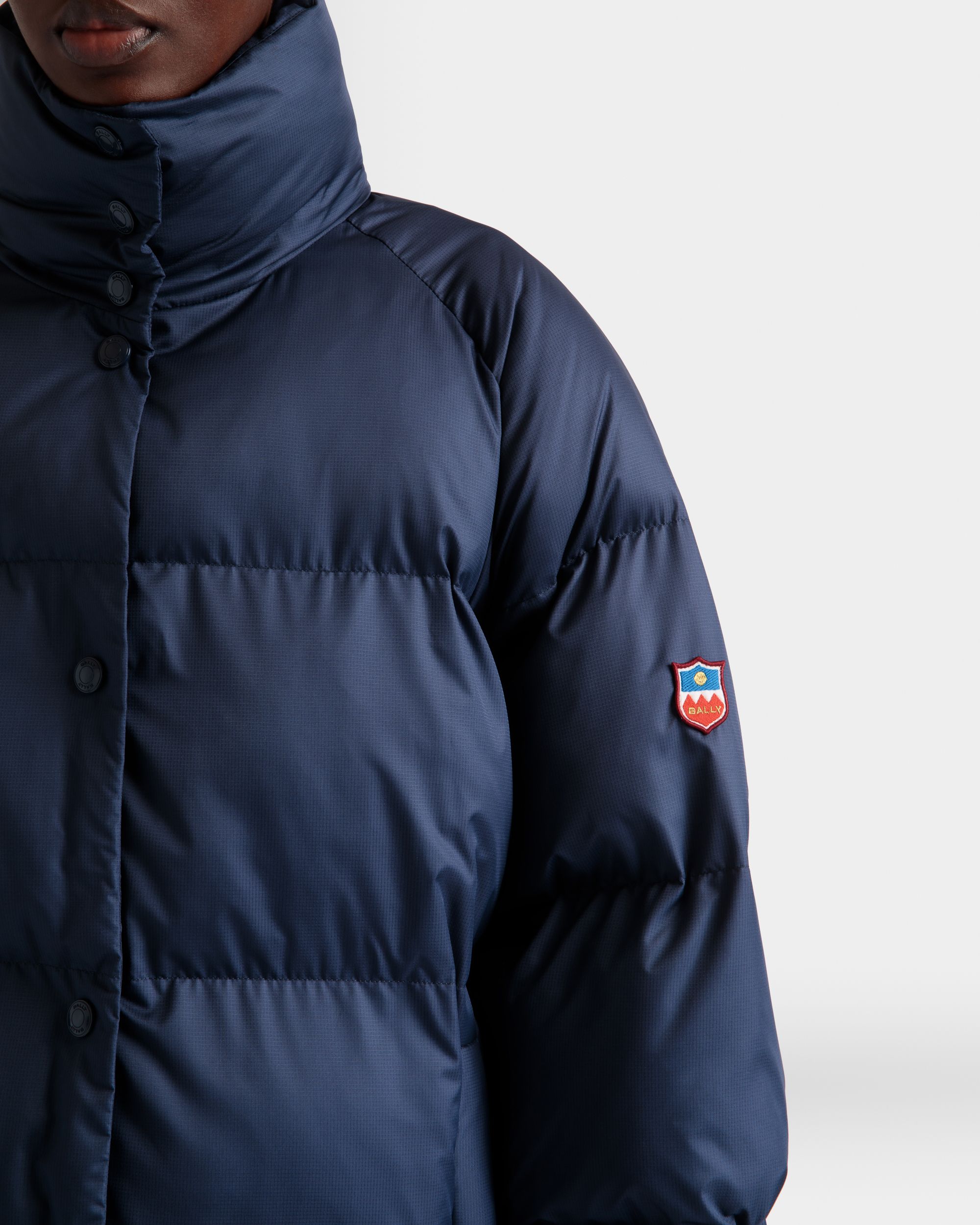 Bally Global - Puffer Coat In Navy Blue Nylon - Blue