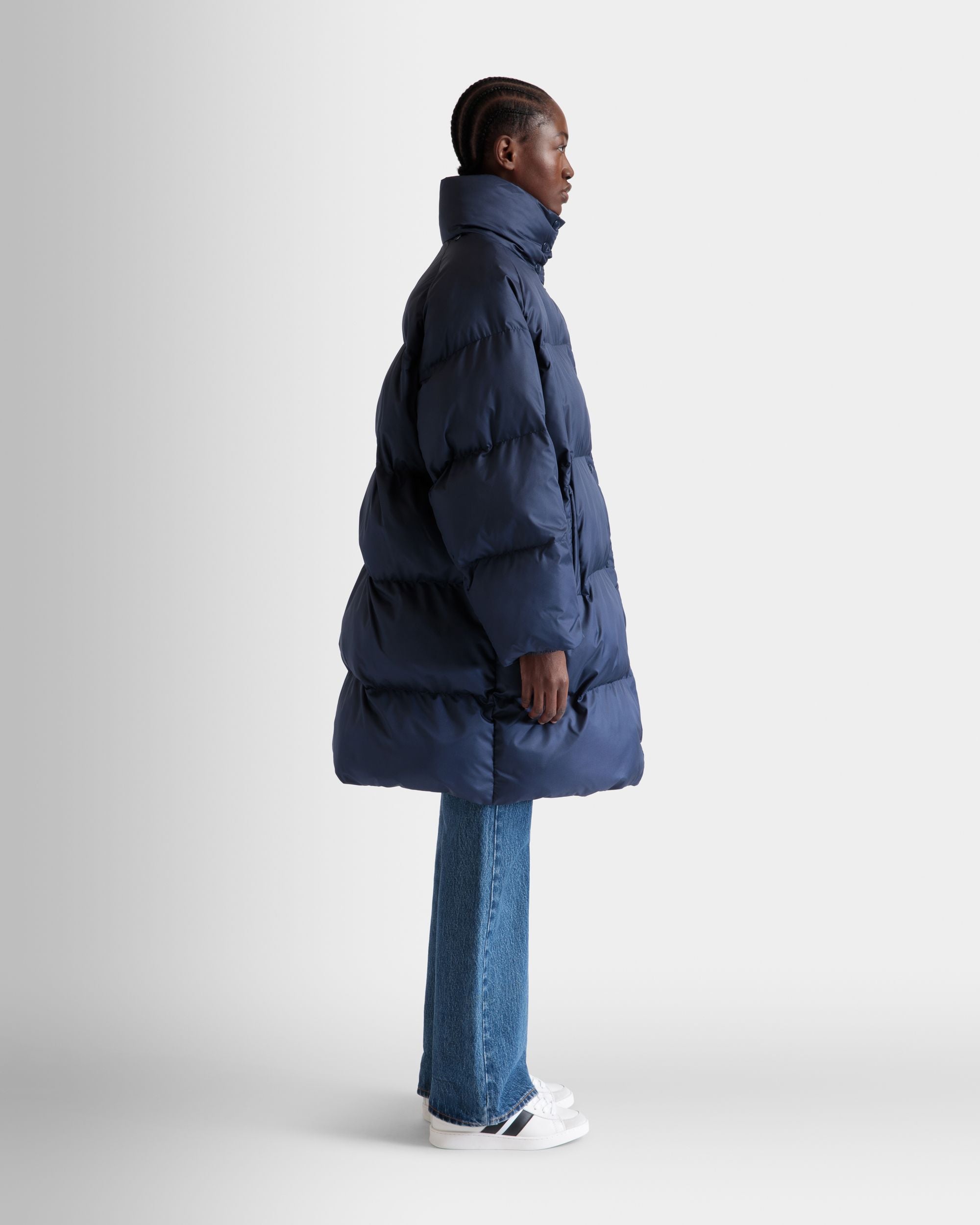 Bally Global - Puffer Coat In Navy Blue Nylon - Blue