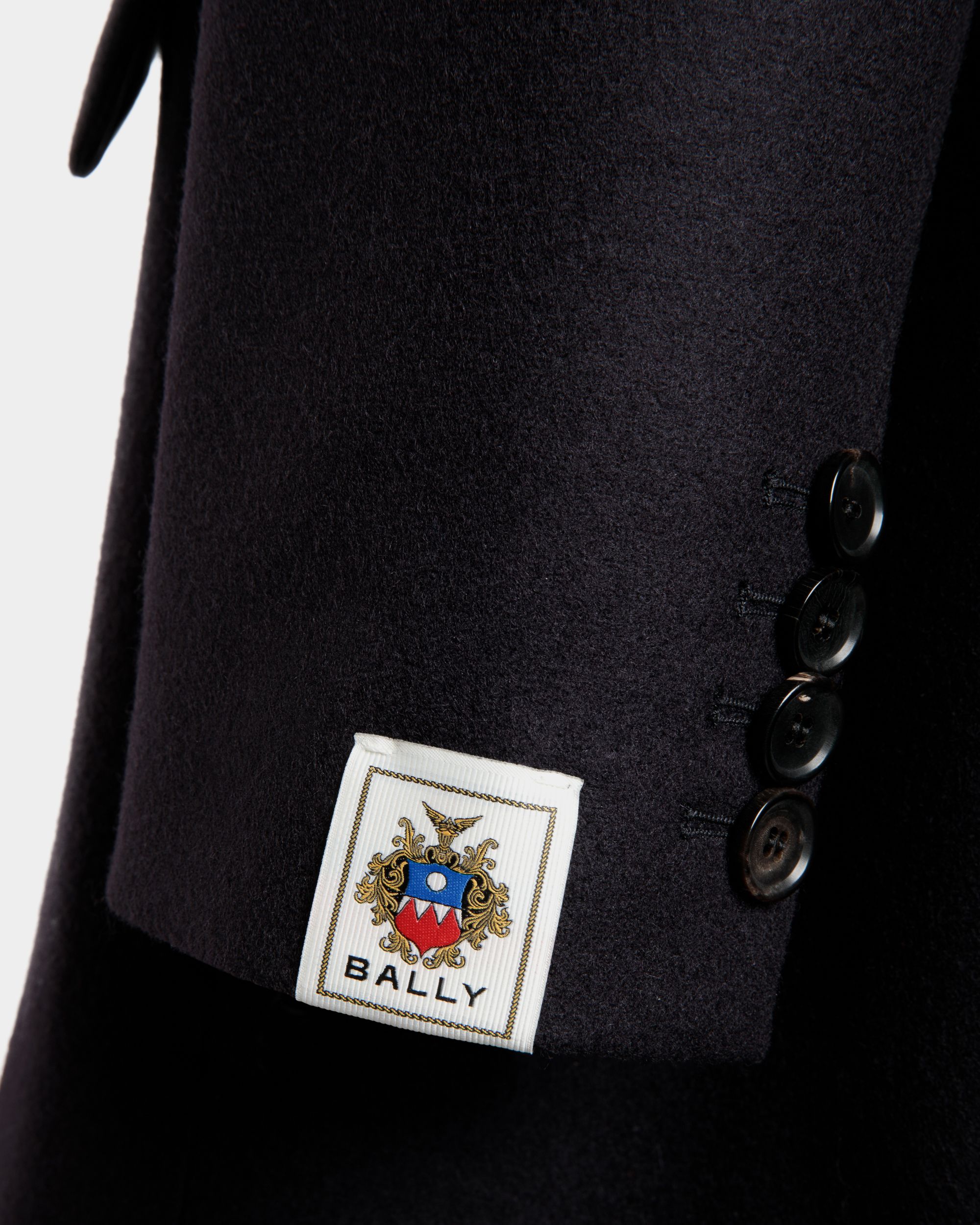 Bally Global - Manteau Midi Droit En Laine Mélangée Navy Blue - Bleu