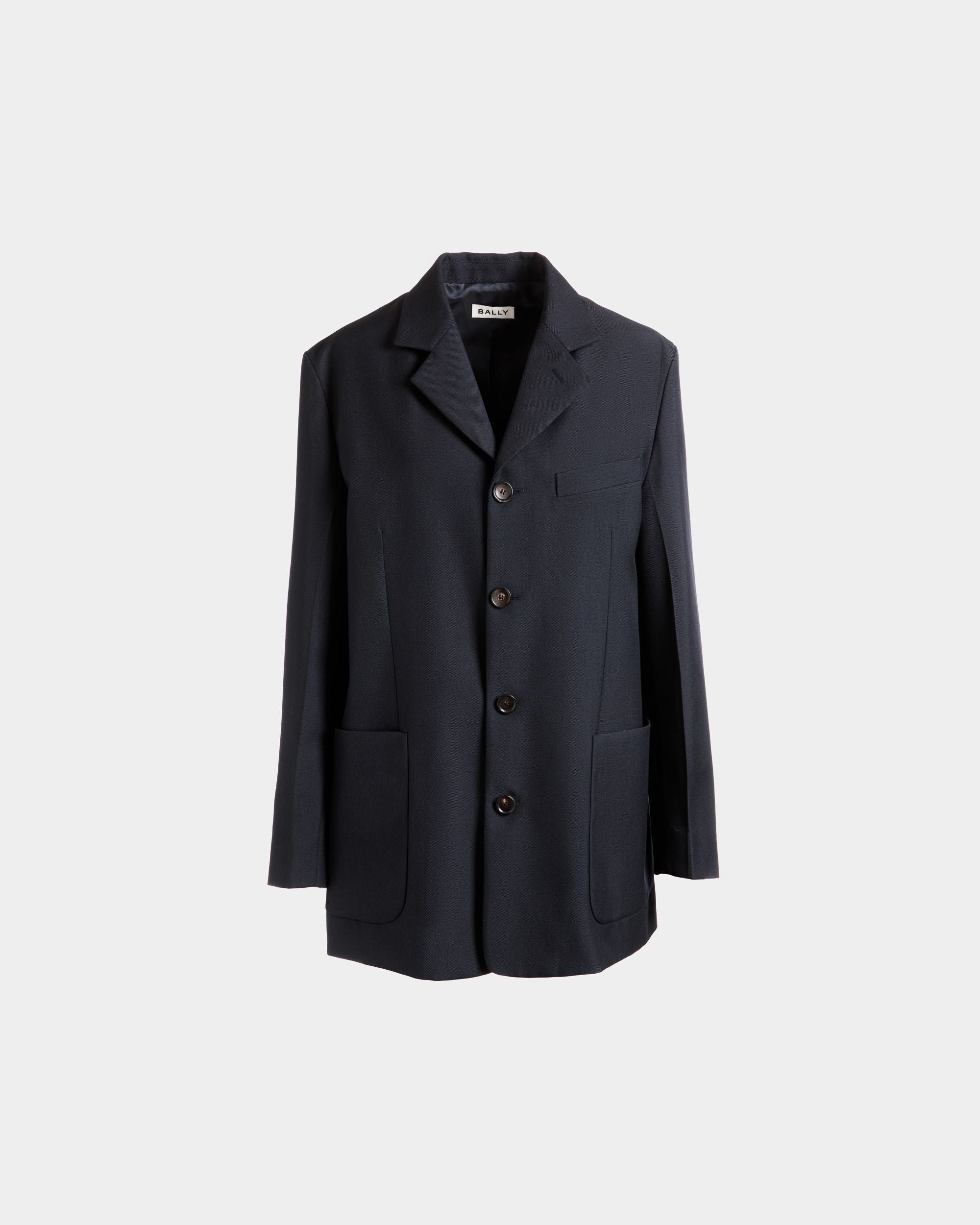 Bally Global - Single-breasted Jacket in Navy Blue Wool Blend - Blue