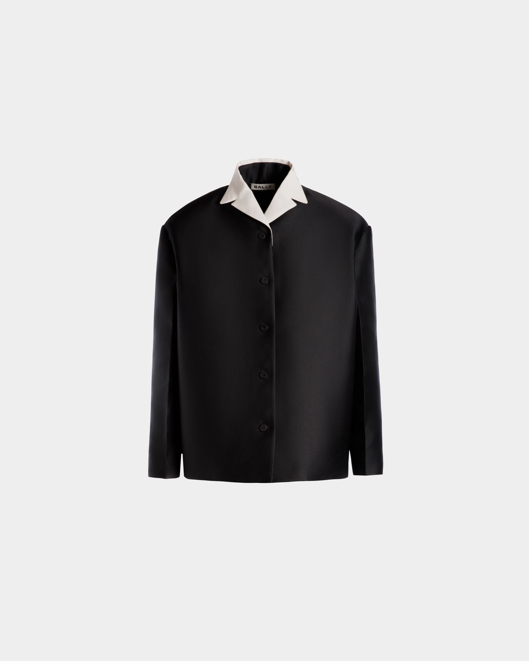 Bally Global - Contrast Collar Blazer In Black Silk Blend - Black