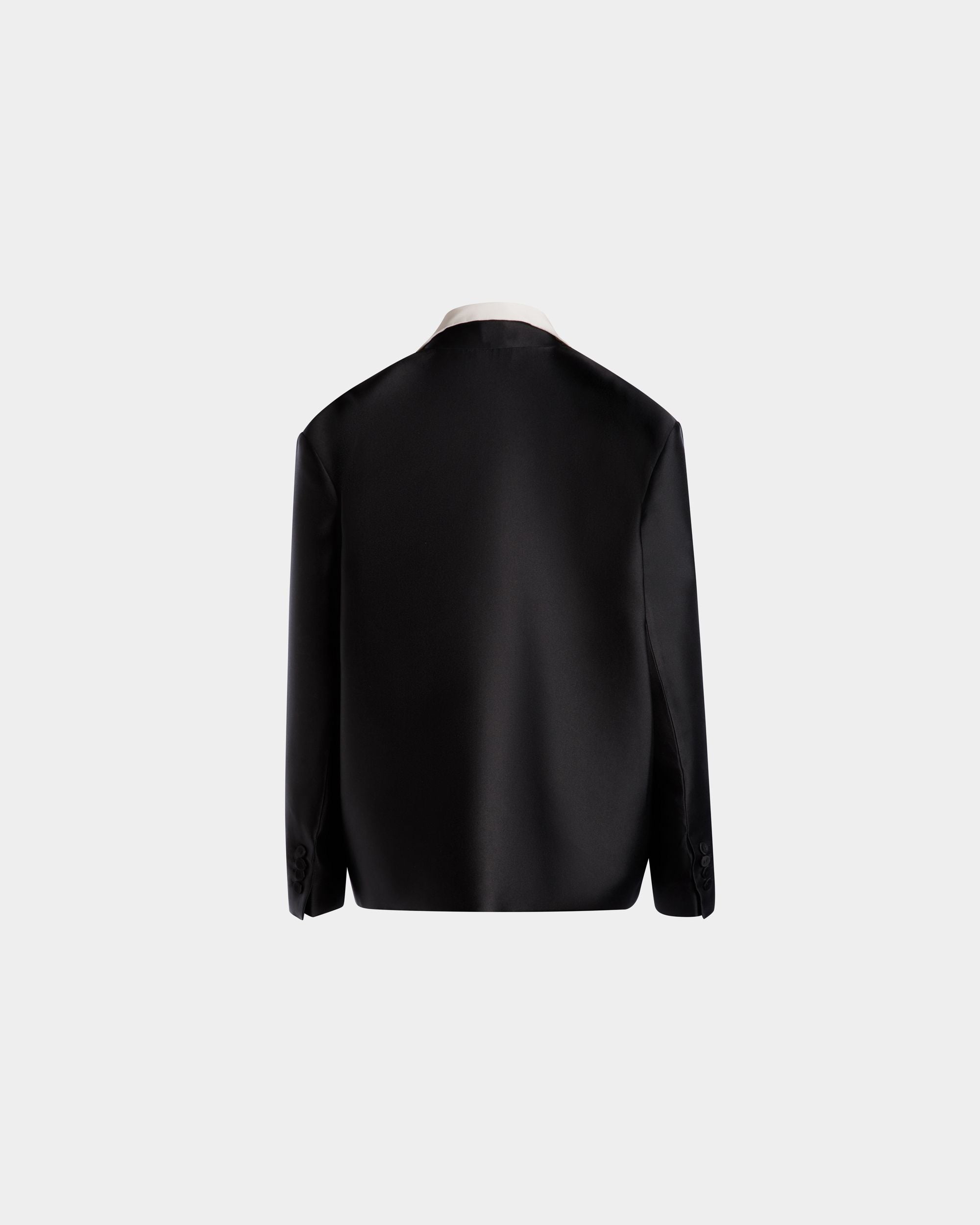 Bally Global - Contrast Collar Blazer In Black Silk Blend - Black