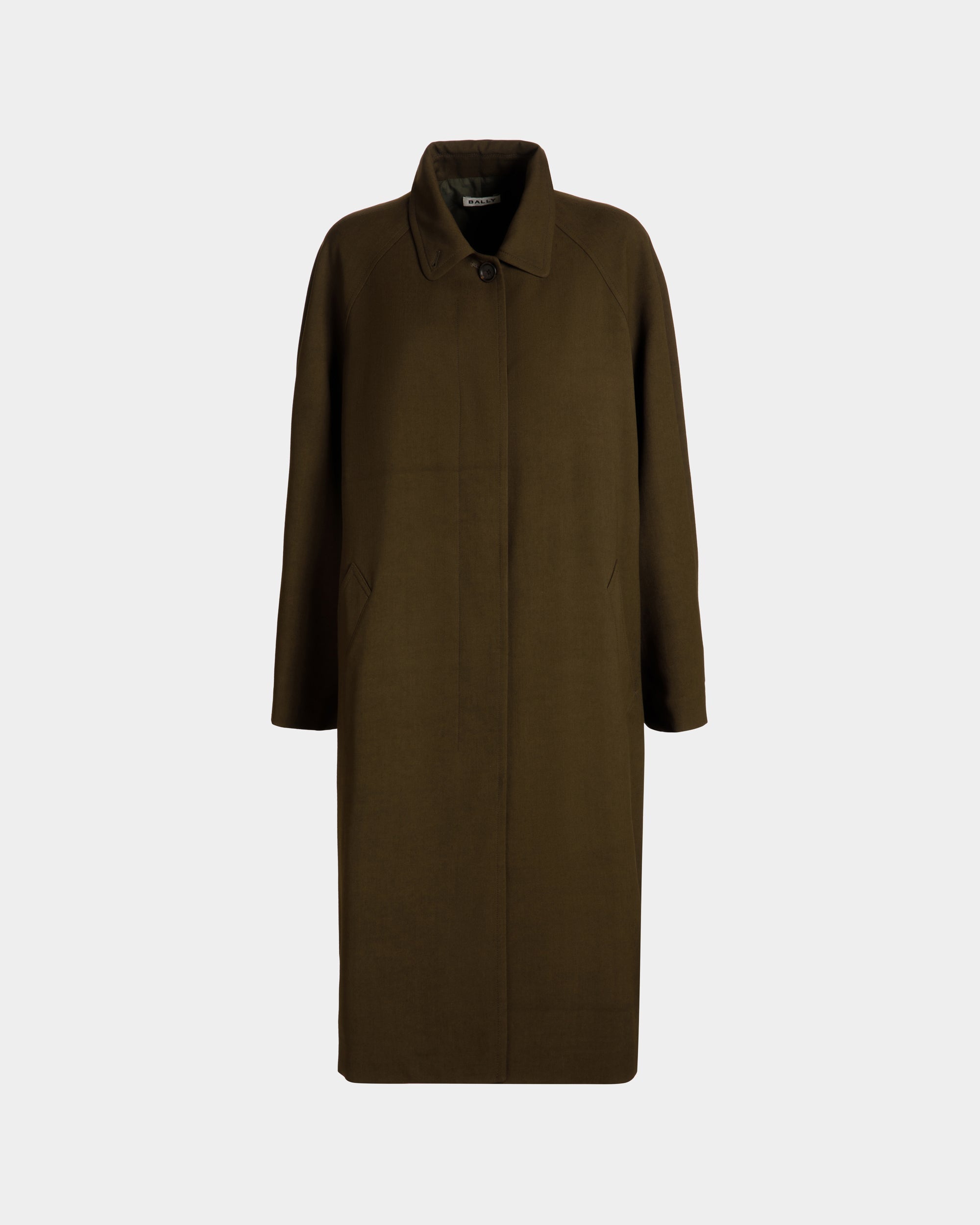 Bally Global - Abrigo De Gabardina Fluida Military Green - Verde