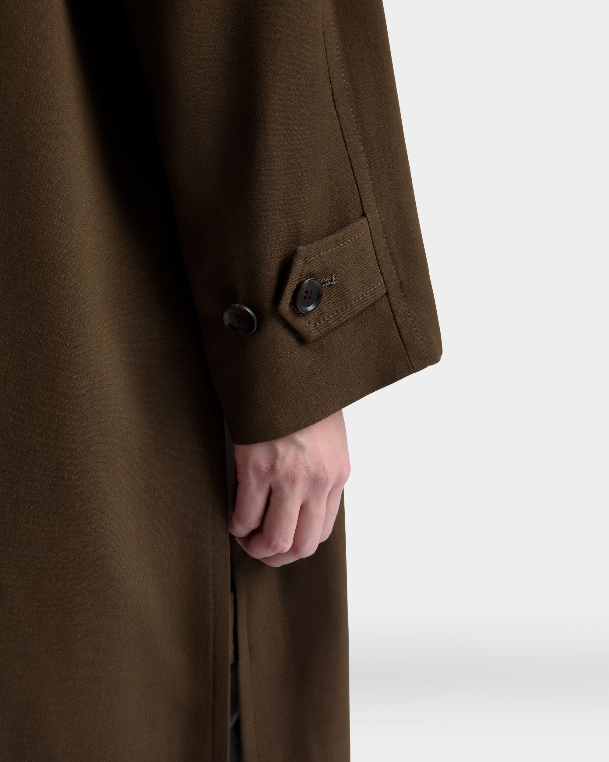 Bally Global - Abrigo De Gabardina Fluida Military Green - Verde