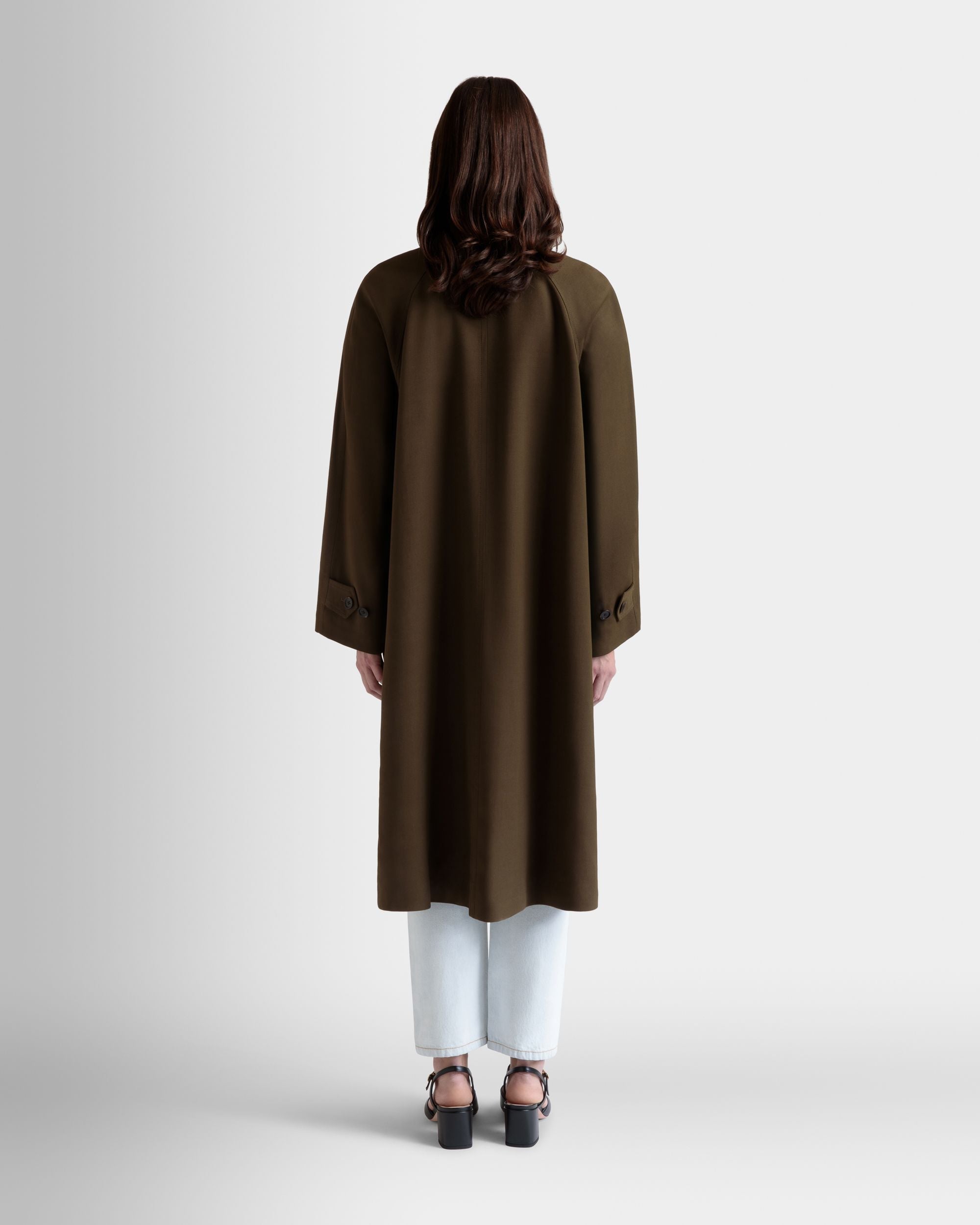 Bally Global - Abrigo De Gabardina Fluida Military Green - Verde