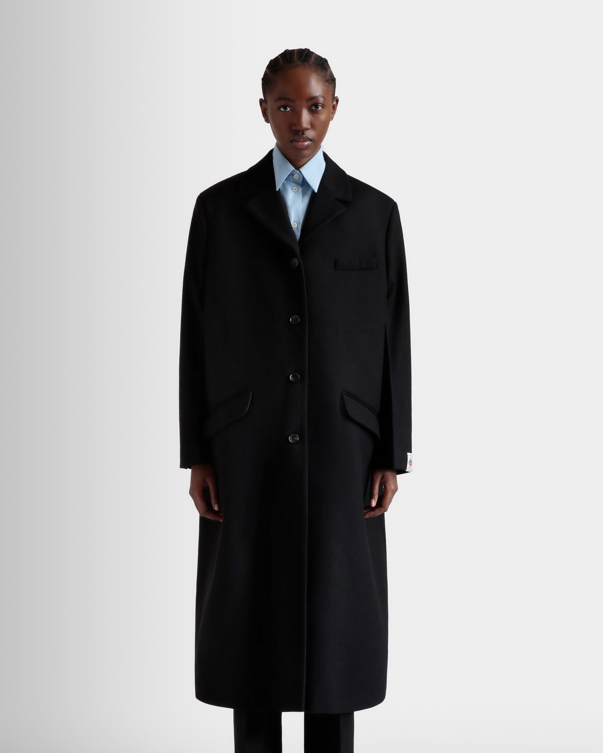 Bally Global - Single-Breasted Coat In Black Wool Blend - Black