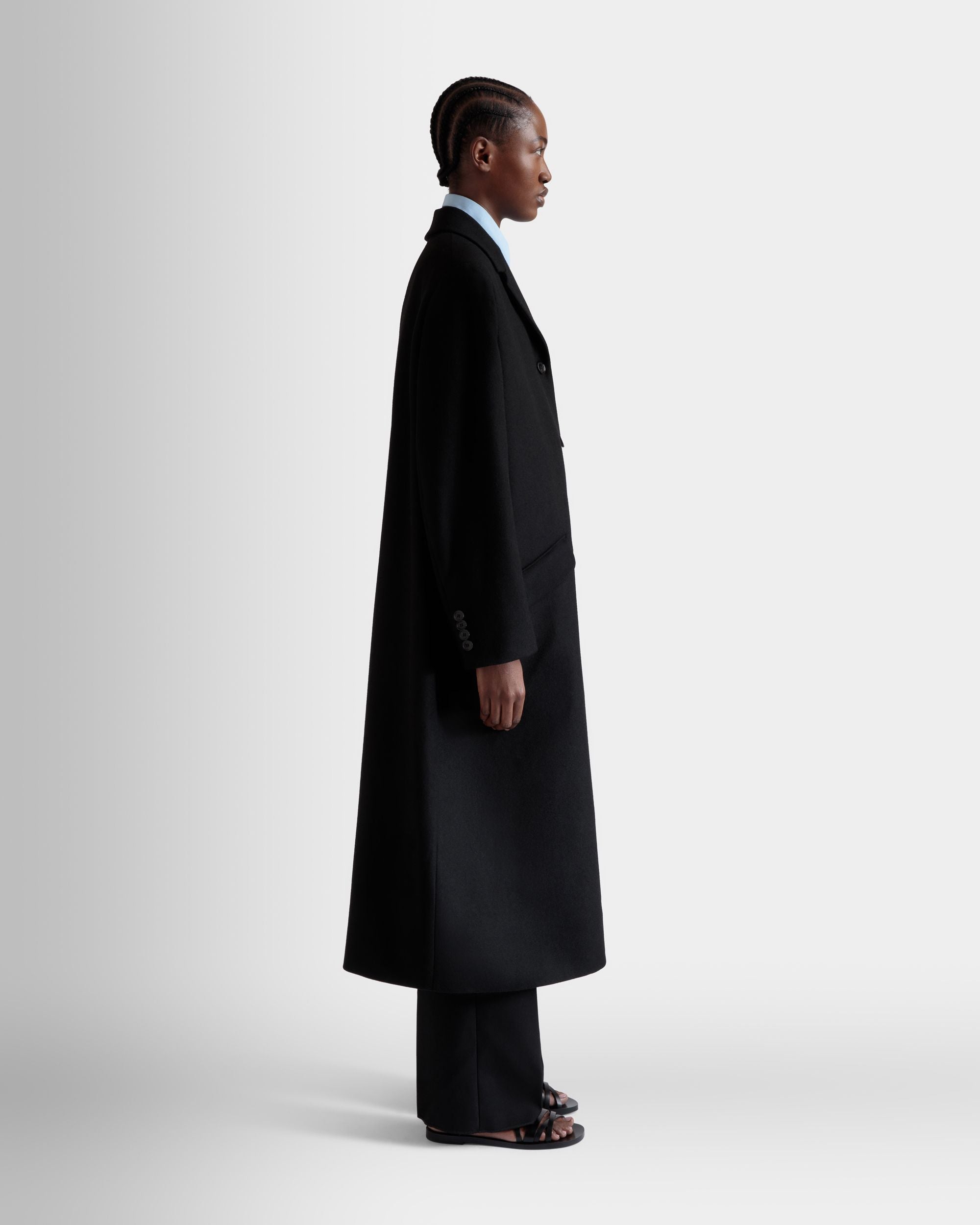 Bally Global - Single-Breasted Coat In Black Wool Blend - Black